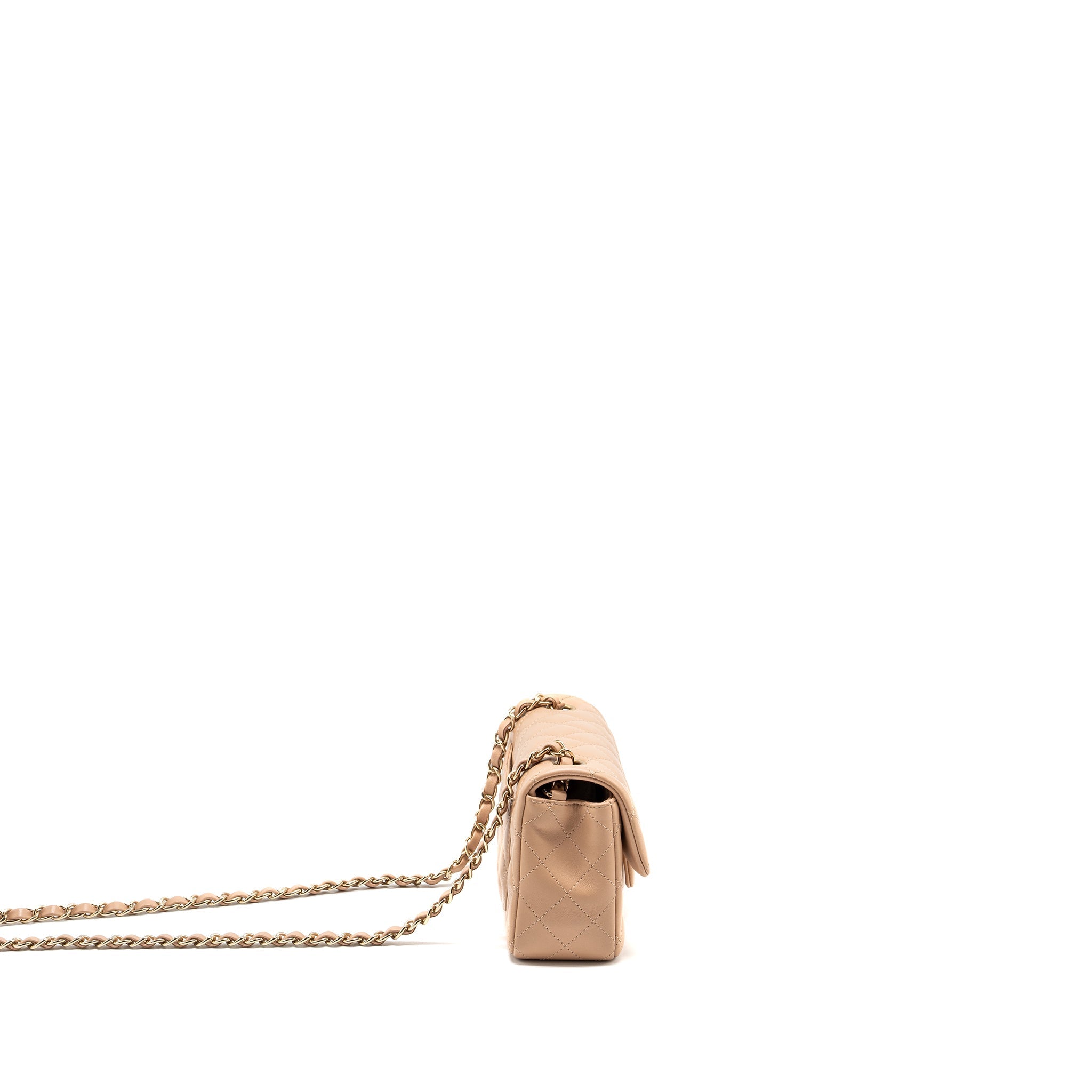 Chanel Mini Rectangular Flap Bag Lambskin Light Beige L (microchip)