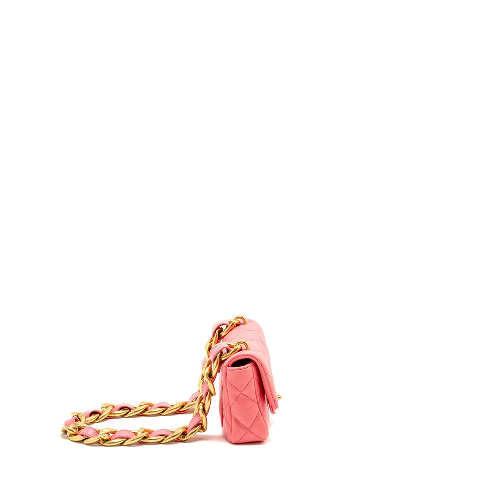 Chanel Mini Funky Town Flap Bag Lambskin Pink  (Microchip)