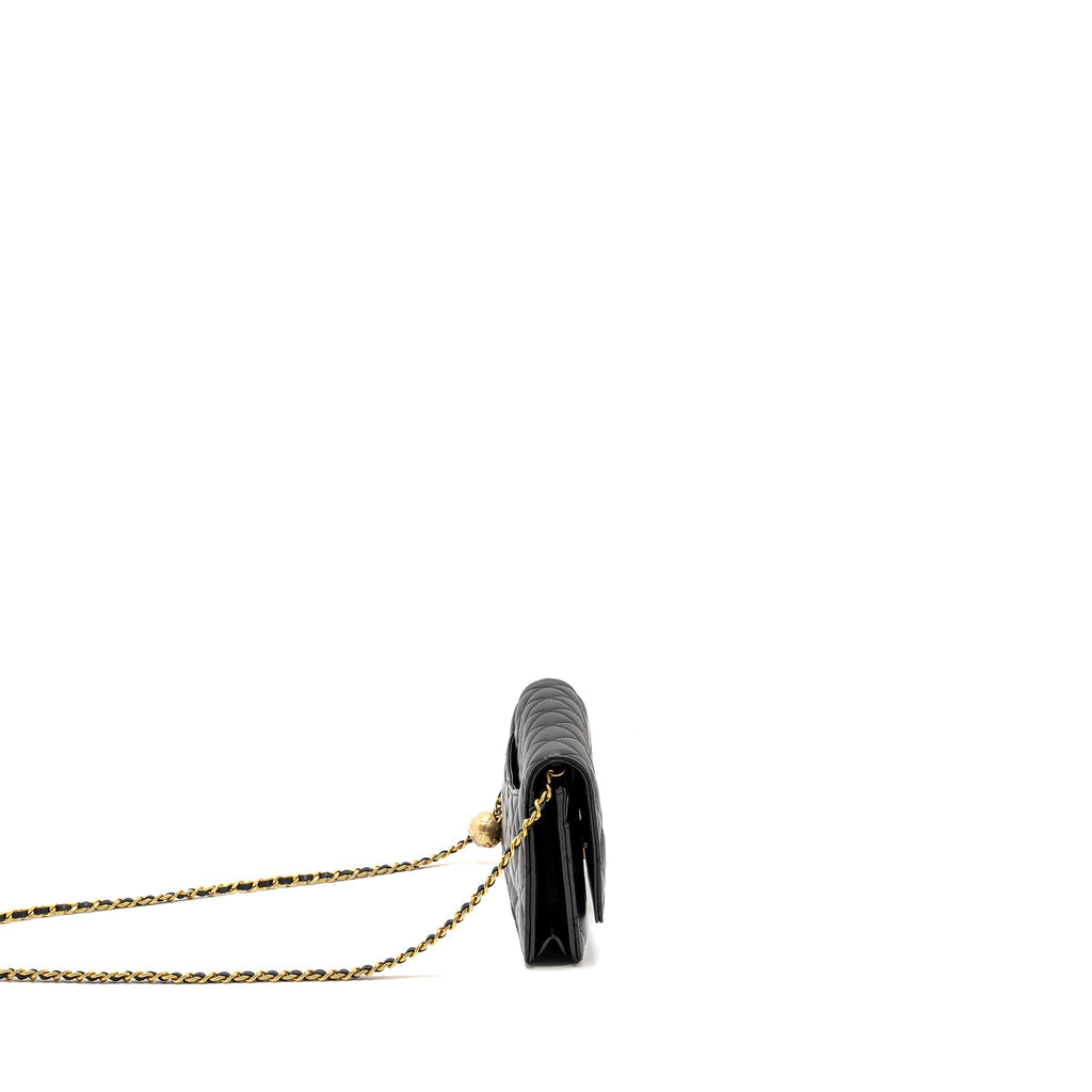Chanel Pearl Crush Wallet On Chain Lambskin Black  (Microchip)