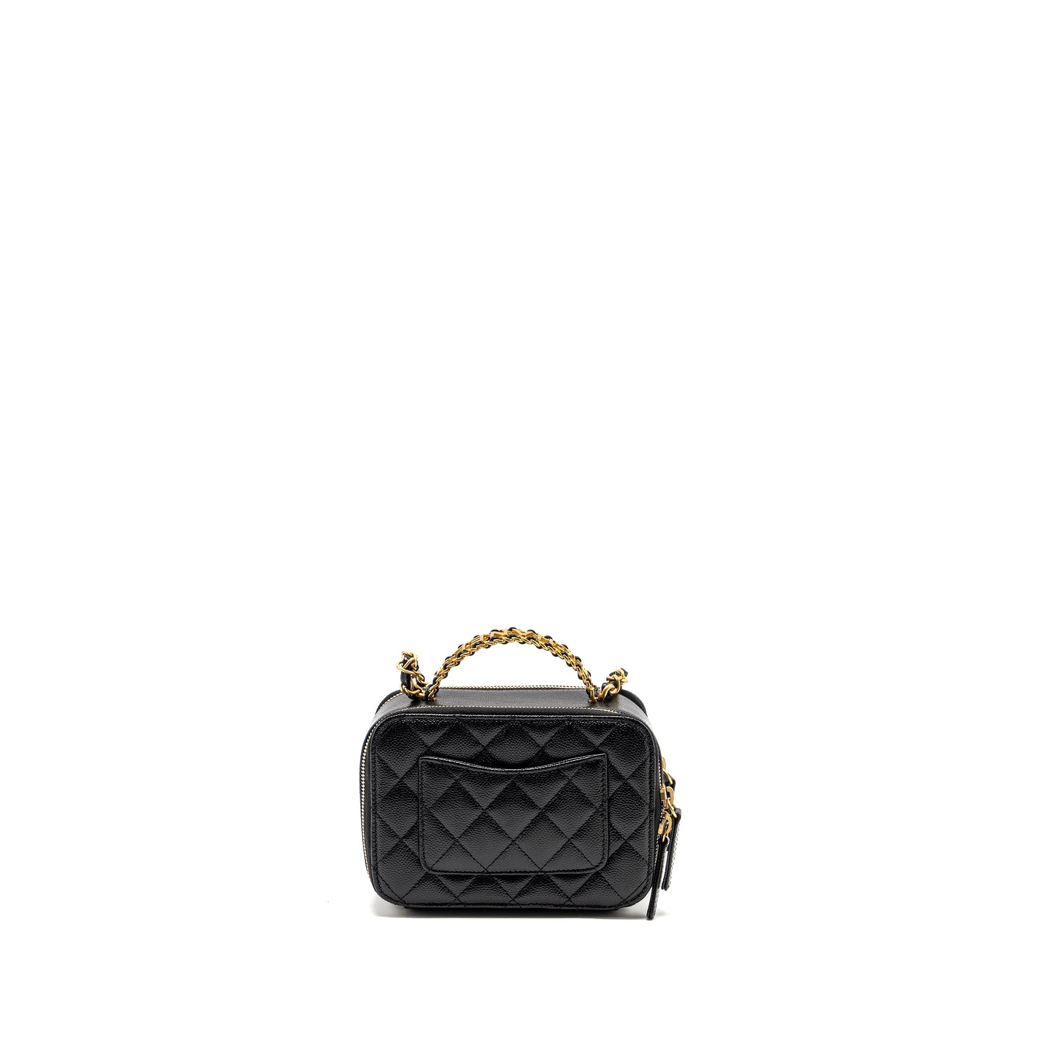 CHANEL 22s Letter Top Handle Small Vanity Case Caviar Black Brushed  (Microchip)