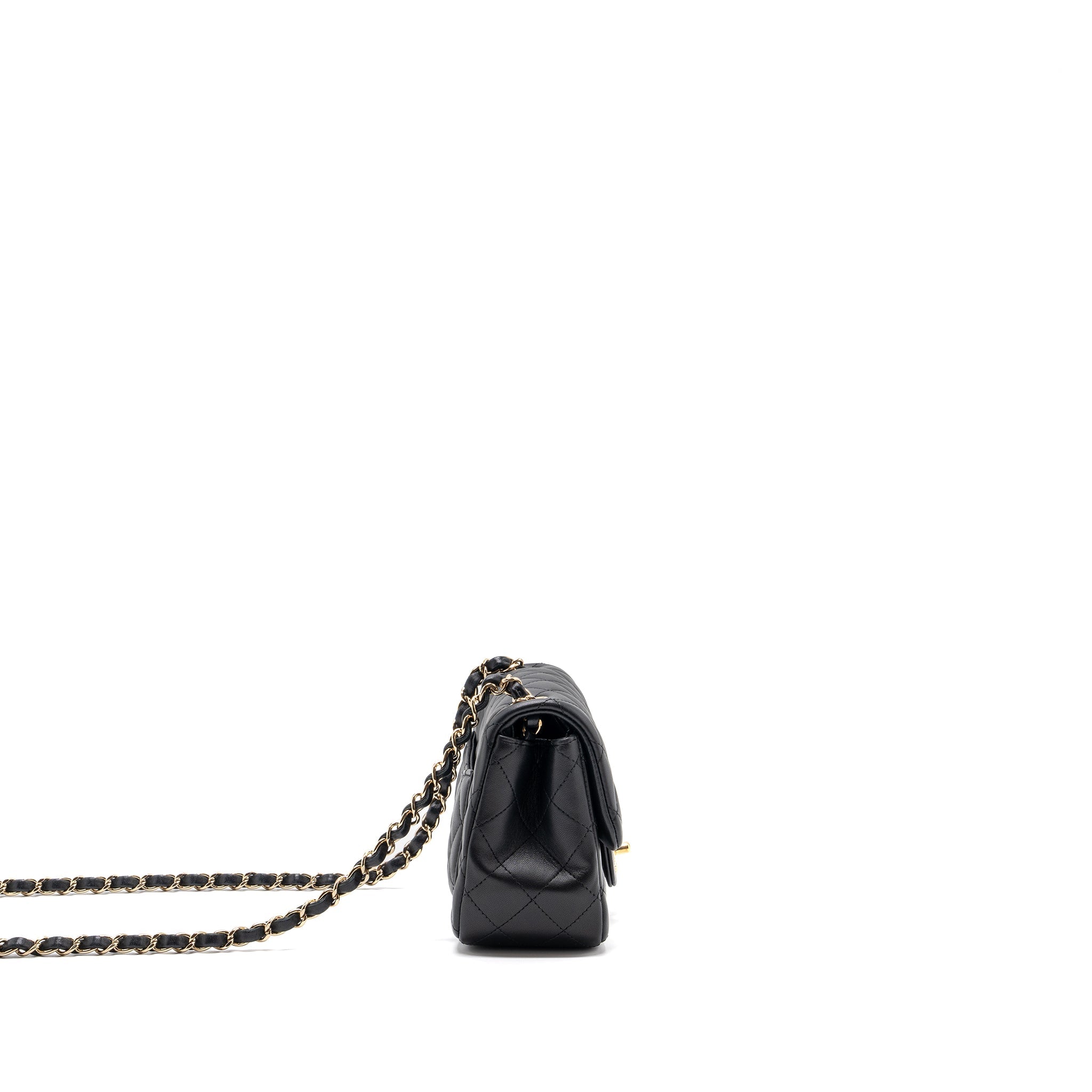 chanel mini square flap bag lambskin black