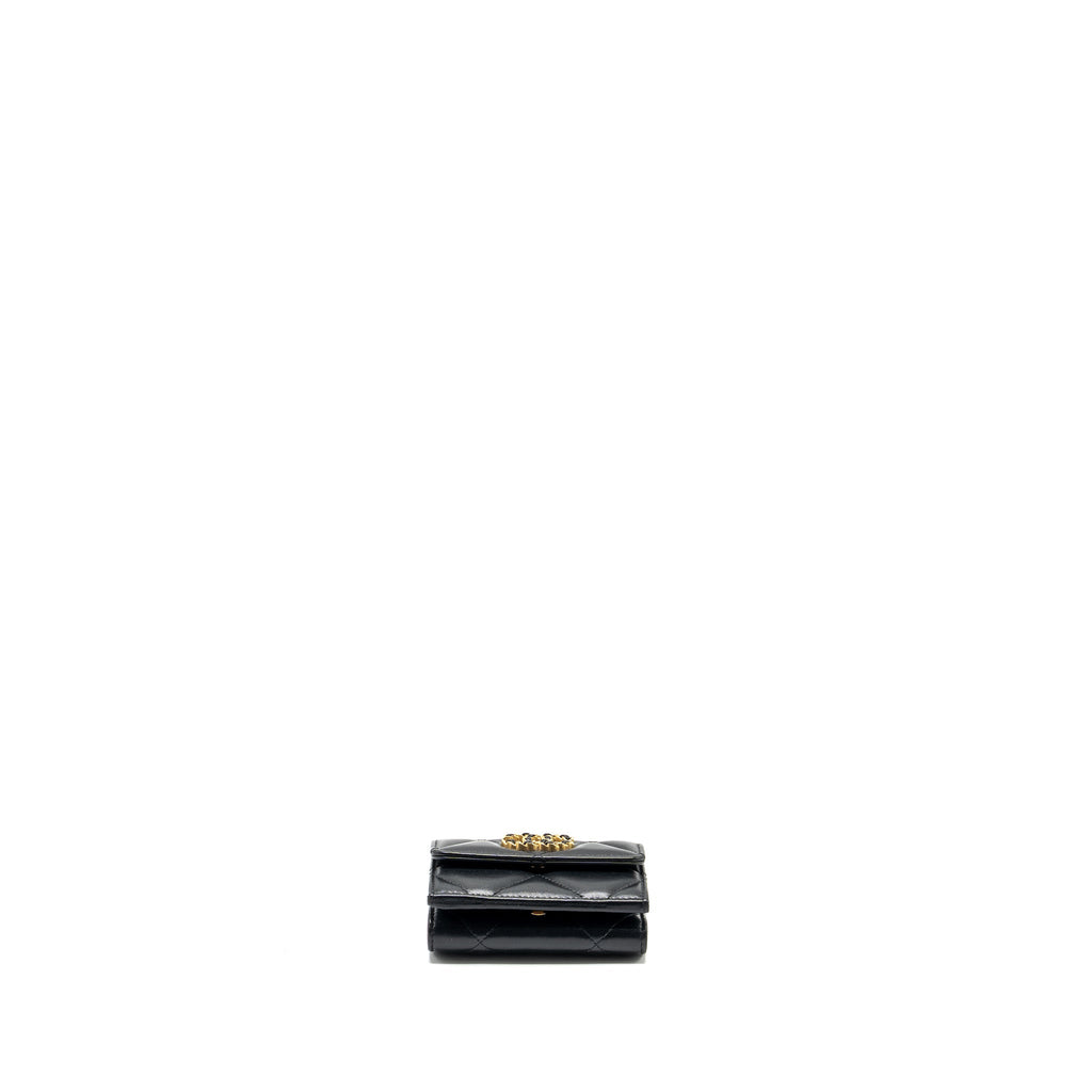 Chanel 19 compact wallet lambskin black  (microchip)