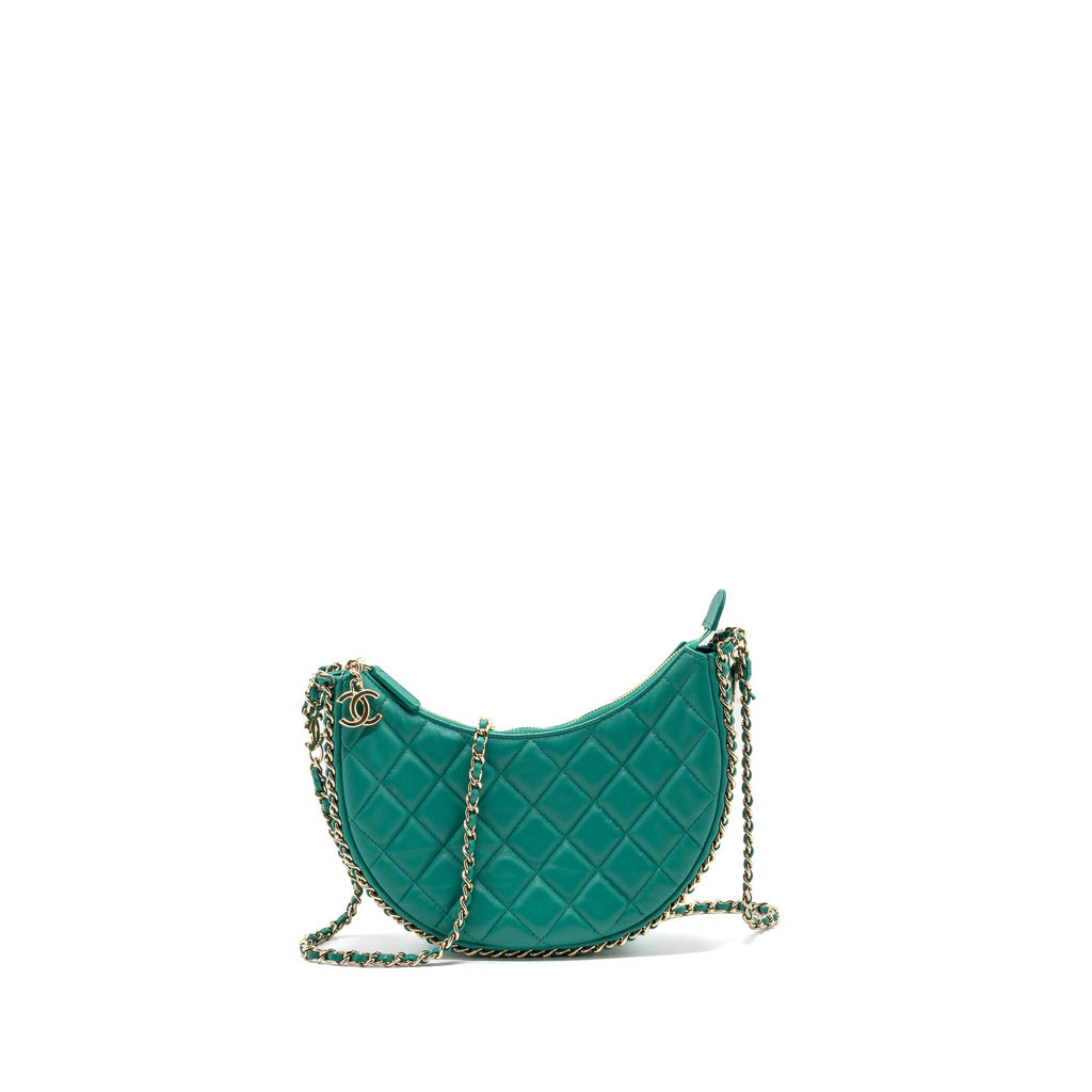Chanel Small Moon Hobo Lambskin Green L (microchip)
