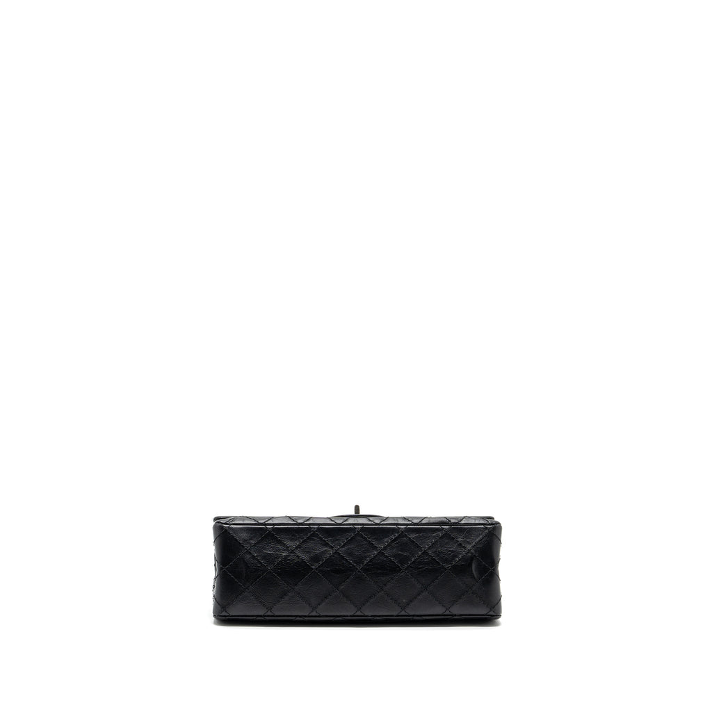 Chanel small 2.55 reissue flap bag aged calfskin black ruthenium hardware
