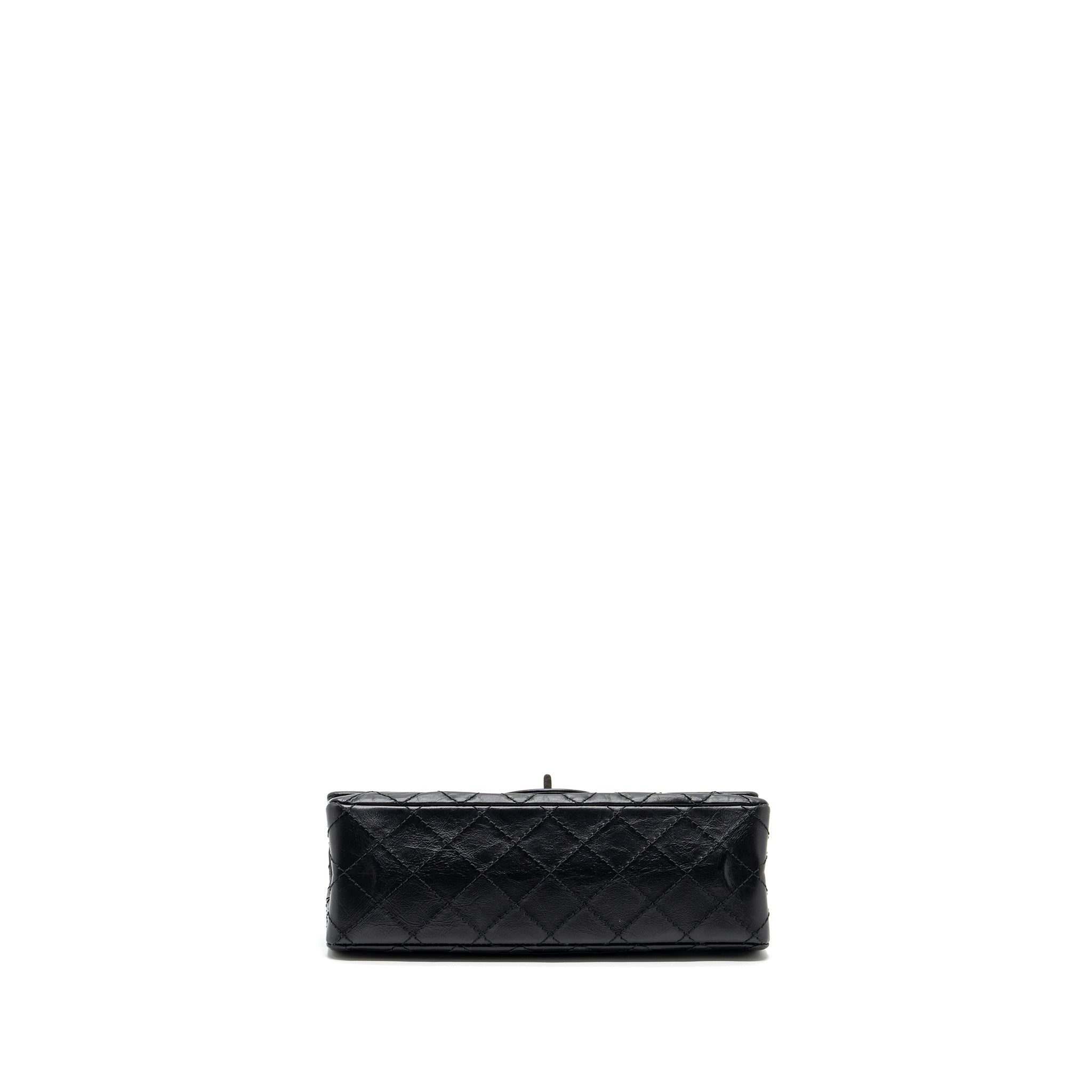 Chanel small 2.55 reissue flap bag aged calfskin black ruthenium hardware