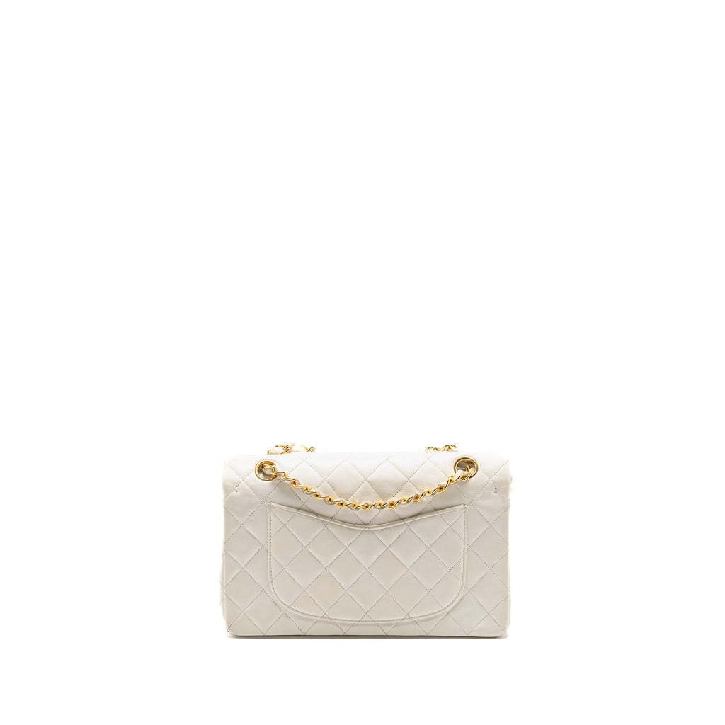 Chanel Vintage Small Classic Double Flap Bag Lambskin White