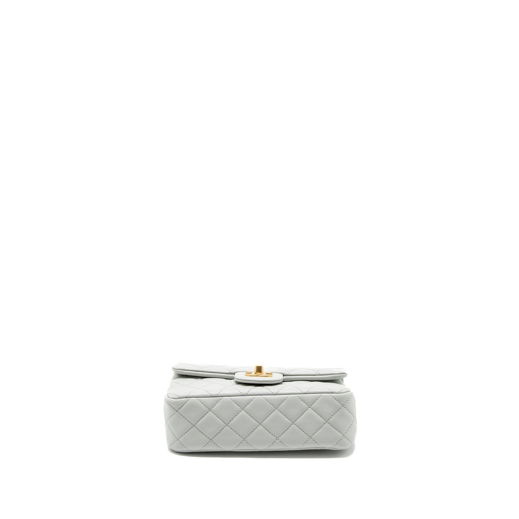 Chanel Pearl Crush Mini Rectangular Lambskin Light Grey Brushed  (Microchip)
