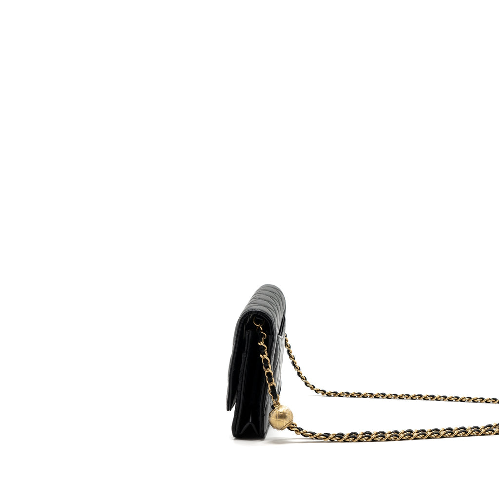 Chanel Pearl Crush Wallet On Chain Lambskin Black  (microchip)