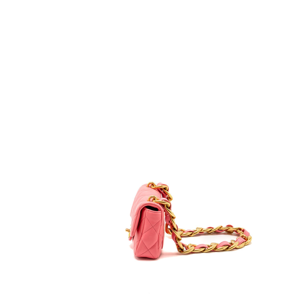 Chanel Mini Funky Town Flap Bag Lambskin Pink  (Microchip)