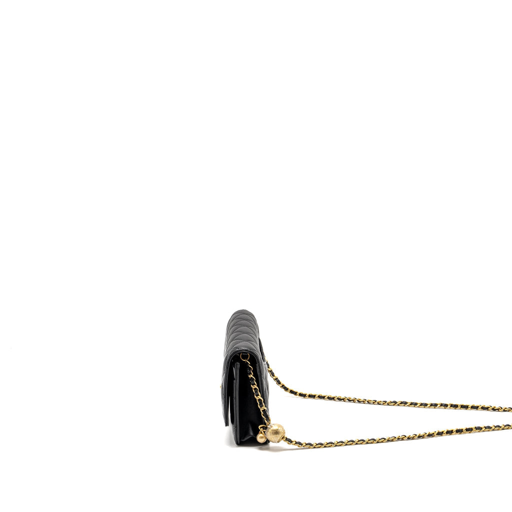 Chanel Pearl Crush Wallet On Chain Lambskin Black  (Microchip)