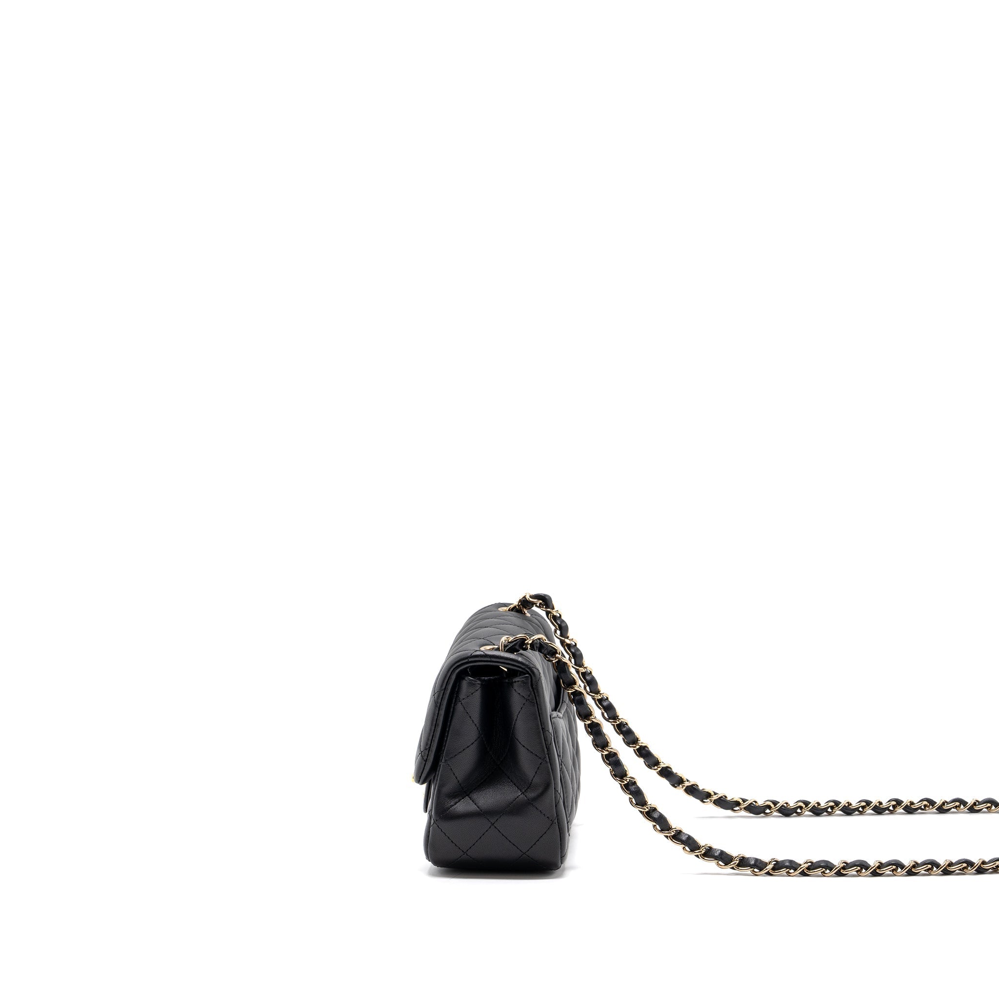 chanel mini square flap bag lambskin black