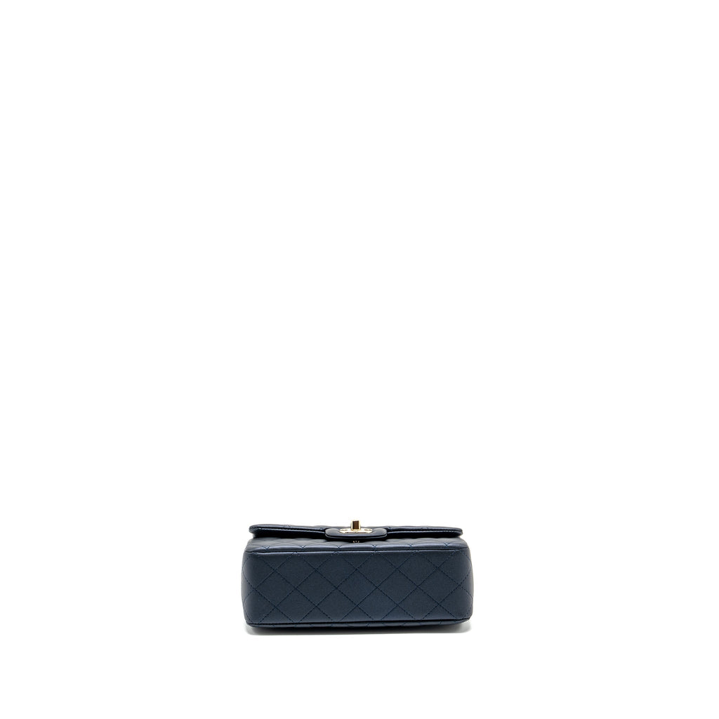 Chanel Top handle mini rectangular flap bag lambskin navy L (microchip)
