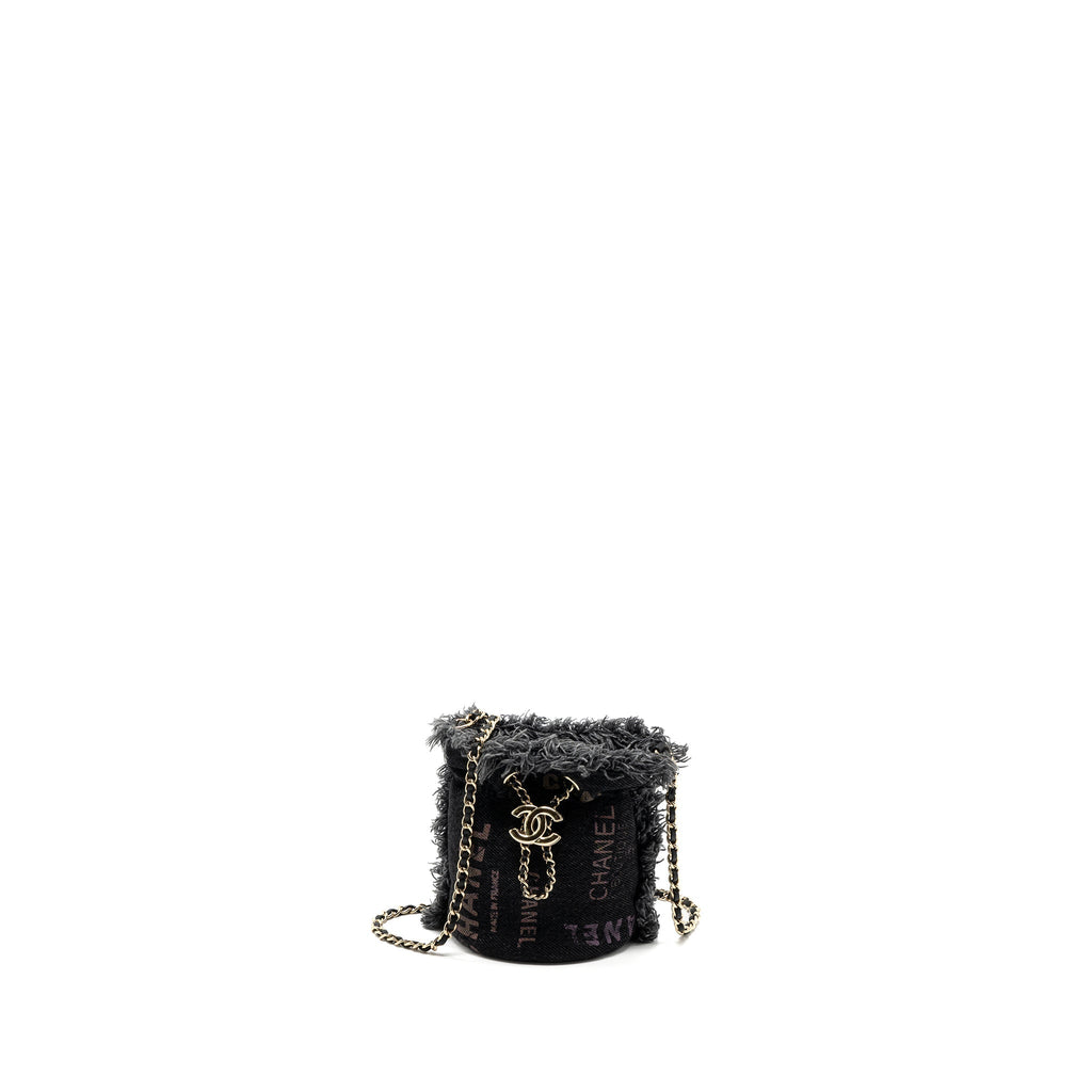 Chanel Super Mini Bucket Bag Black Denim L