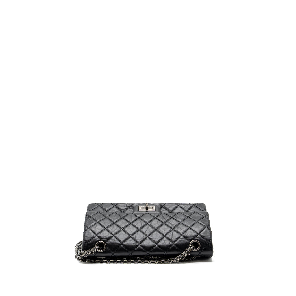 Chanel small 2.55 reissue flap bag aged calfskin black ruthenium hardware
