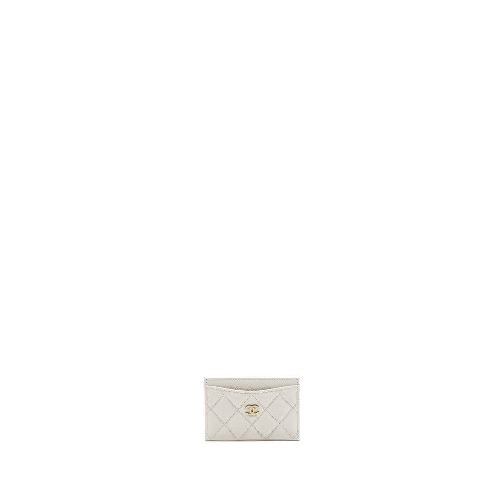 Chanel Classic Card Holder Caviar White L (Microchip)