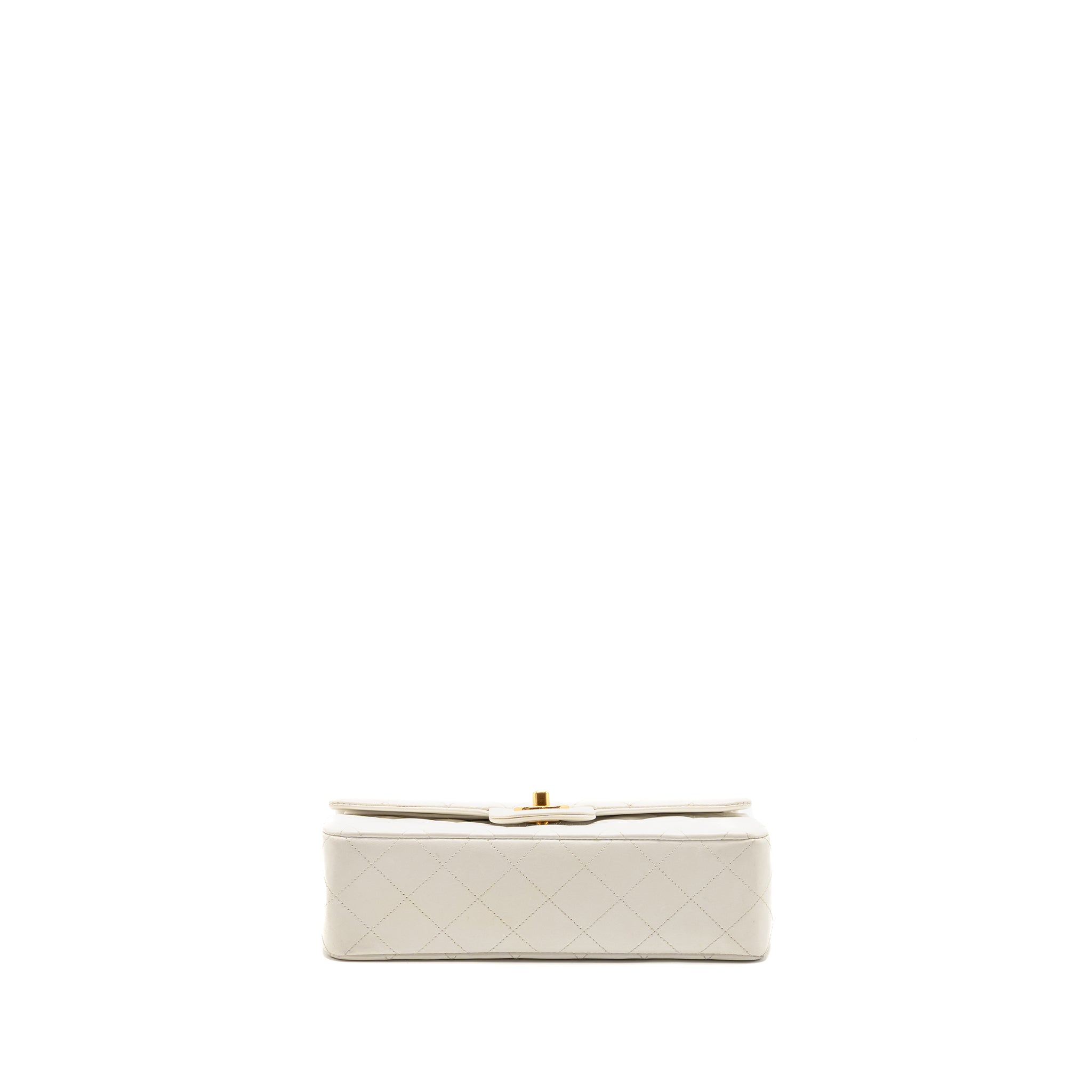 Chanel Vintage Small Classic Double Flap Bag Lambskin White