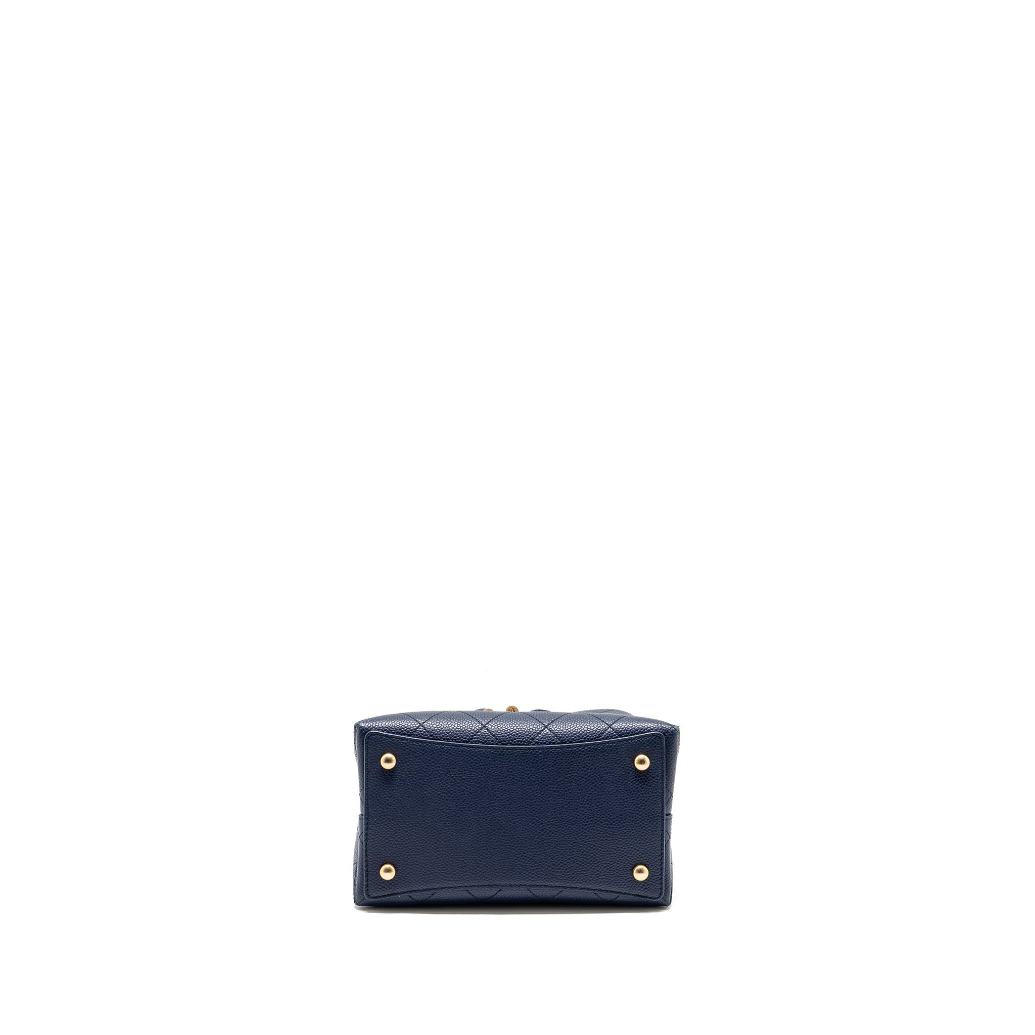Chanel Top Handle Drawstring Bucket Bag Caviar Navy
