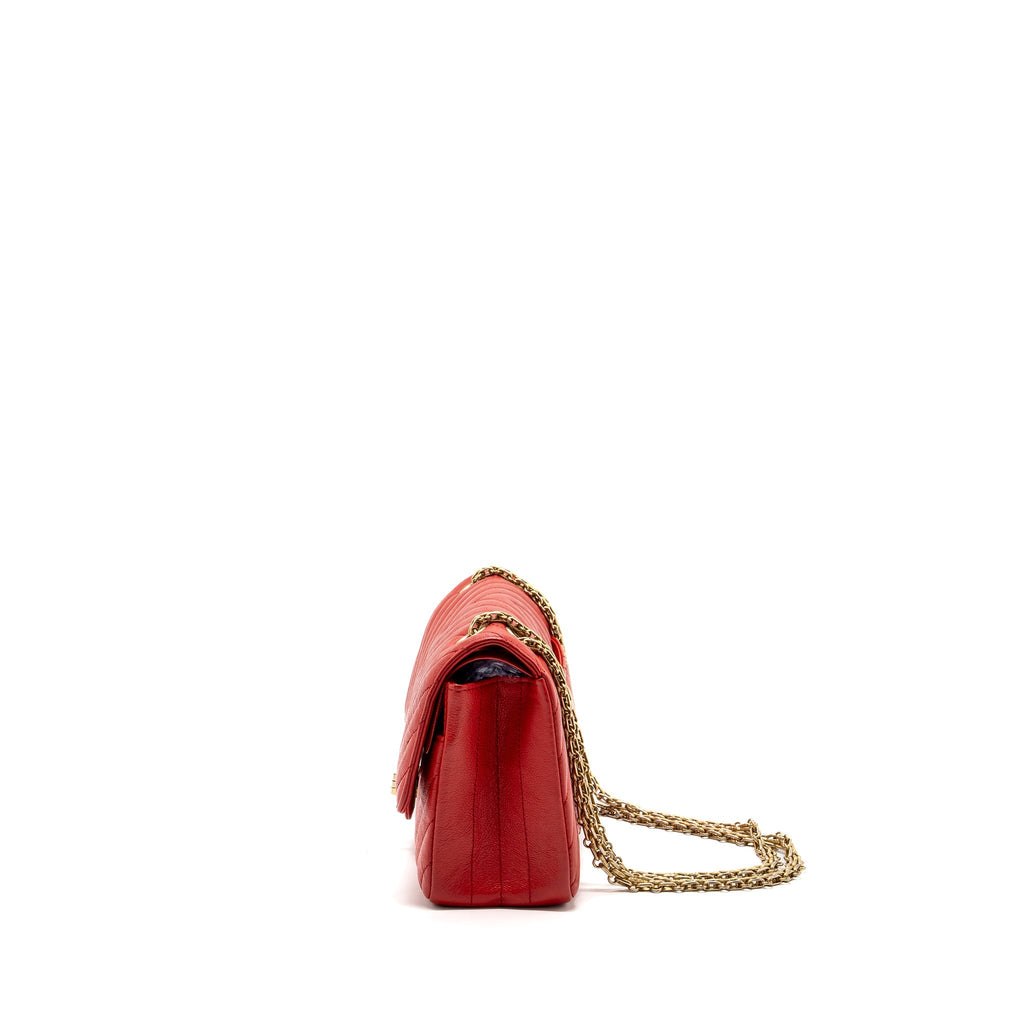 Chanel Small 2.55 Reissue Flap Bag Chevron Calfskin Red