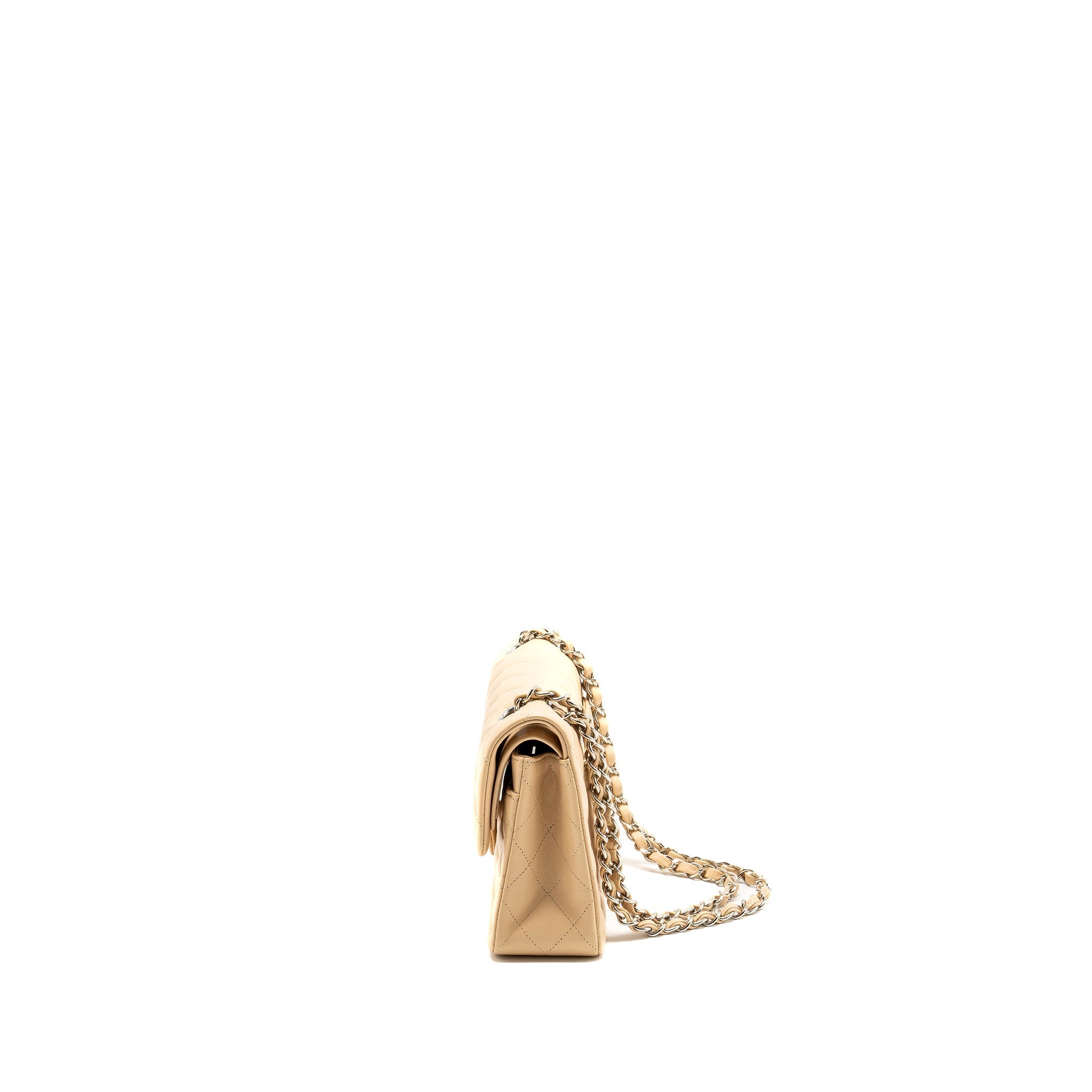 Chanel Small Classic Double Flap Bag Lambskin Beige  (Microchip)