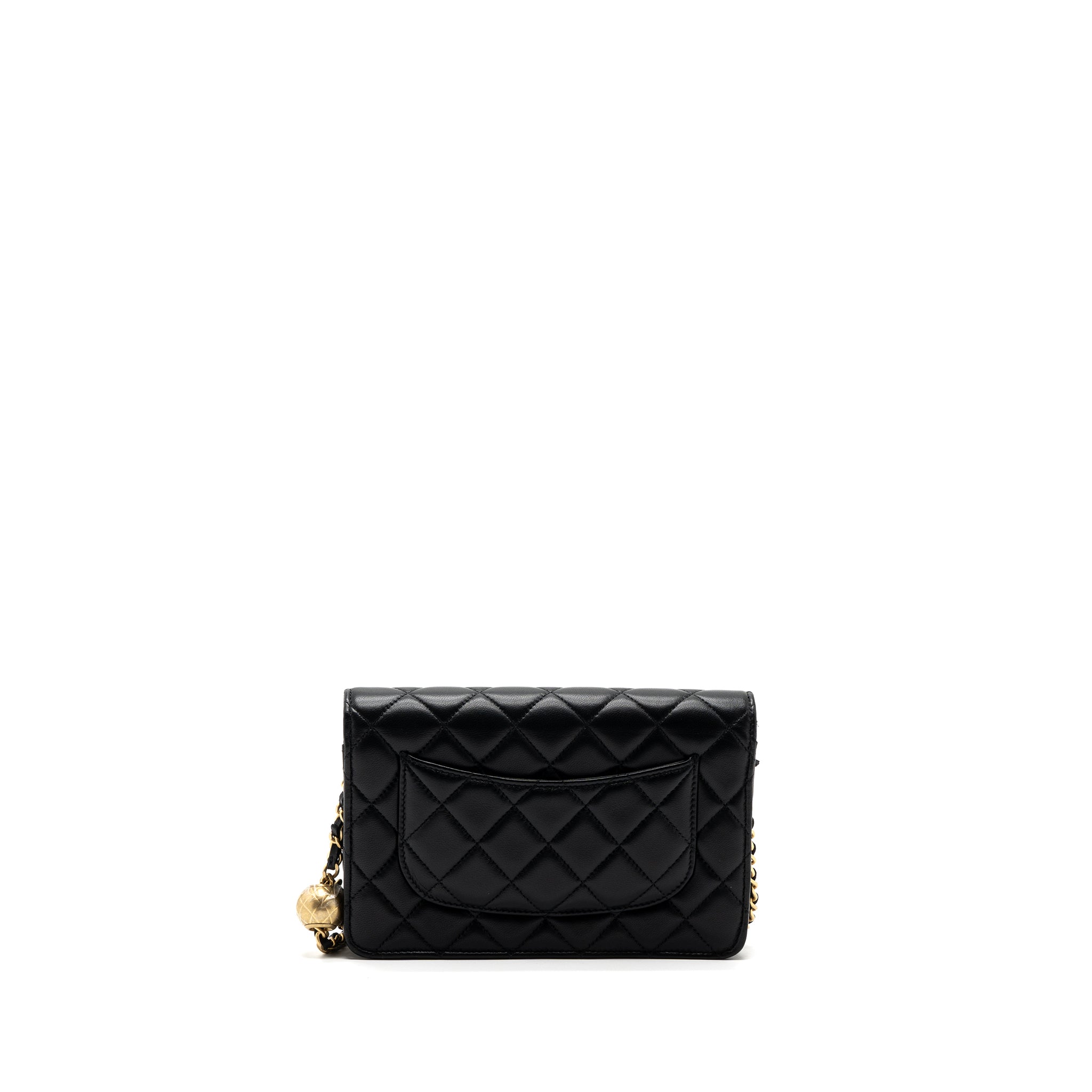 Chanel Pearl Crush Wallet On Chain Lambskin Black  (microchip)