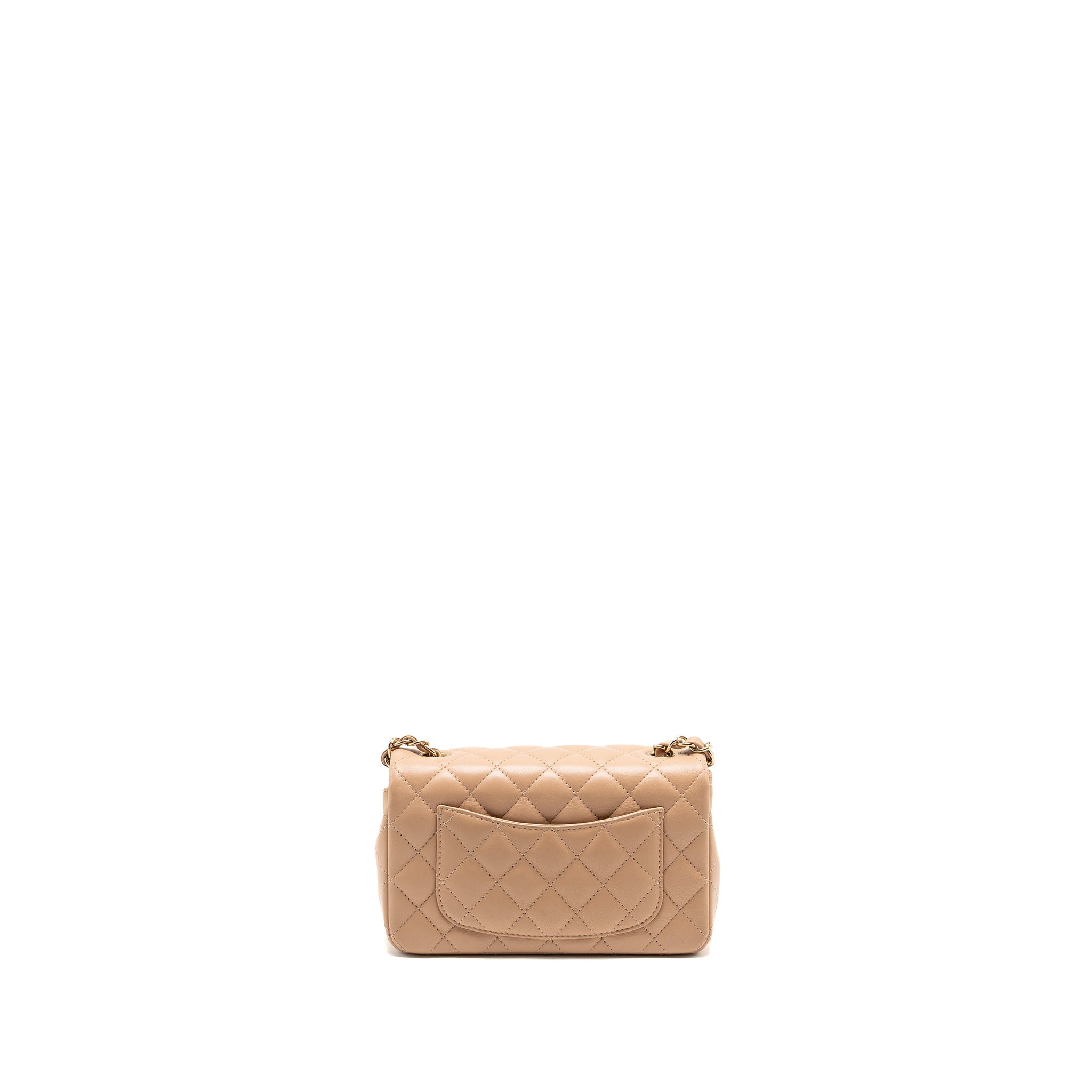 Chanel Mini Rectangular Flap Bag Lambskin Light Beige L (microchip)
