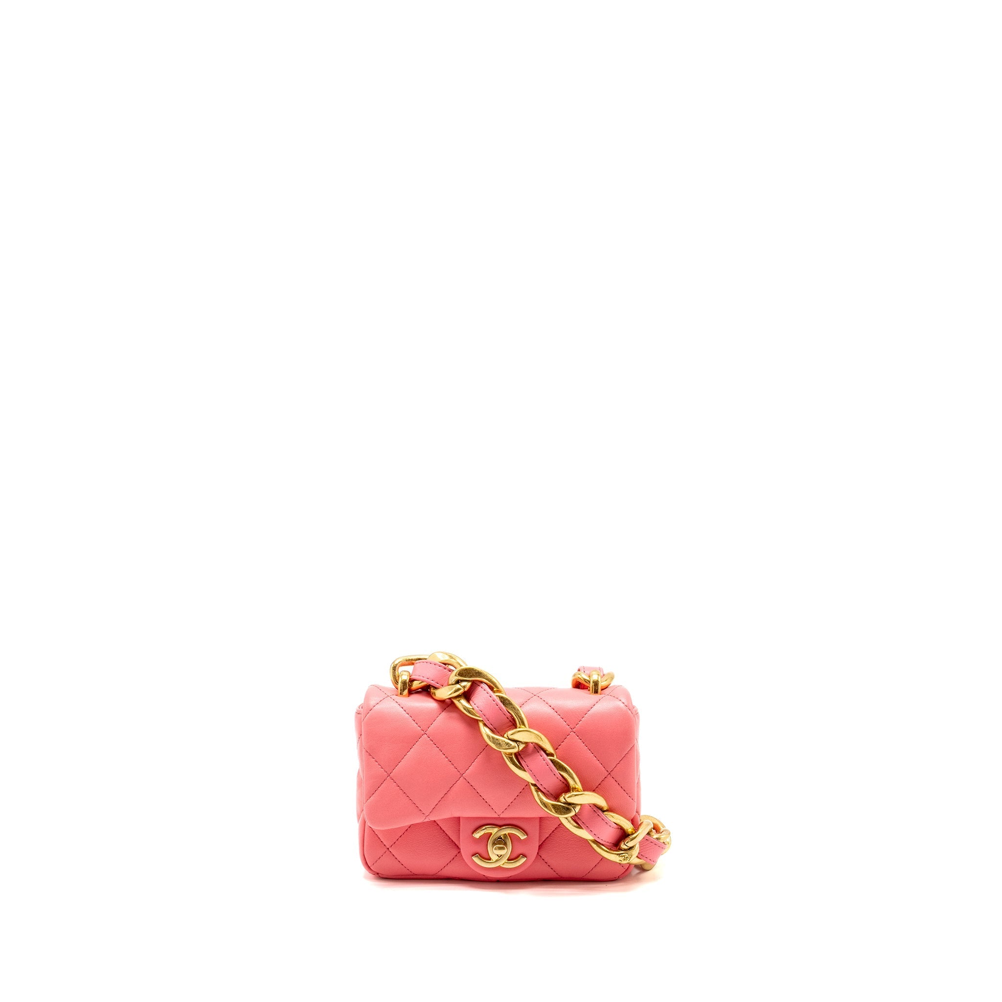 Chanel Mini Funky Town Flap Bag Lambskin Pink  (Microchip)