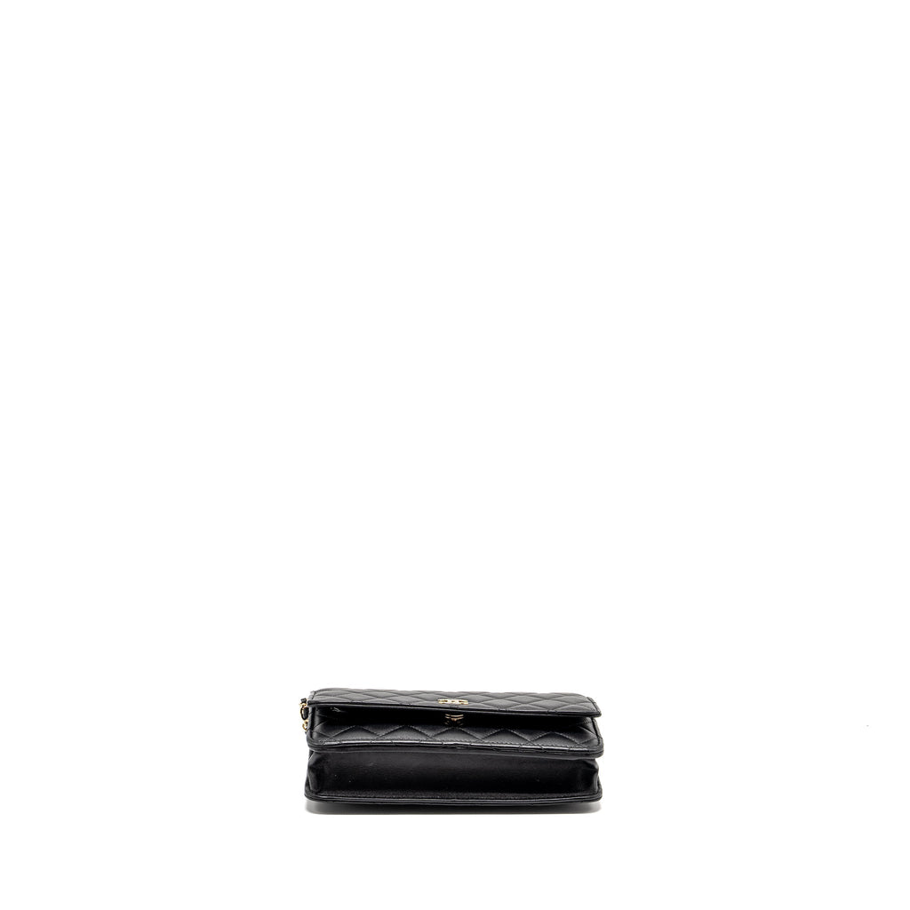Chanel Pearl Chain Wallet On Chain Lambskin Black L(microchip)