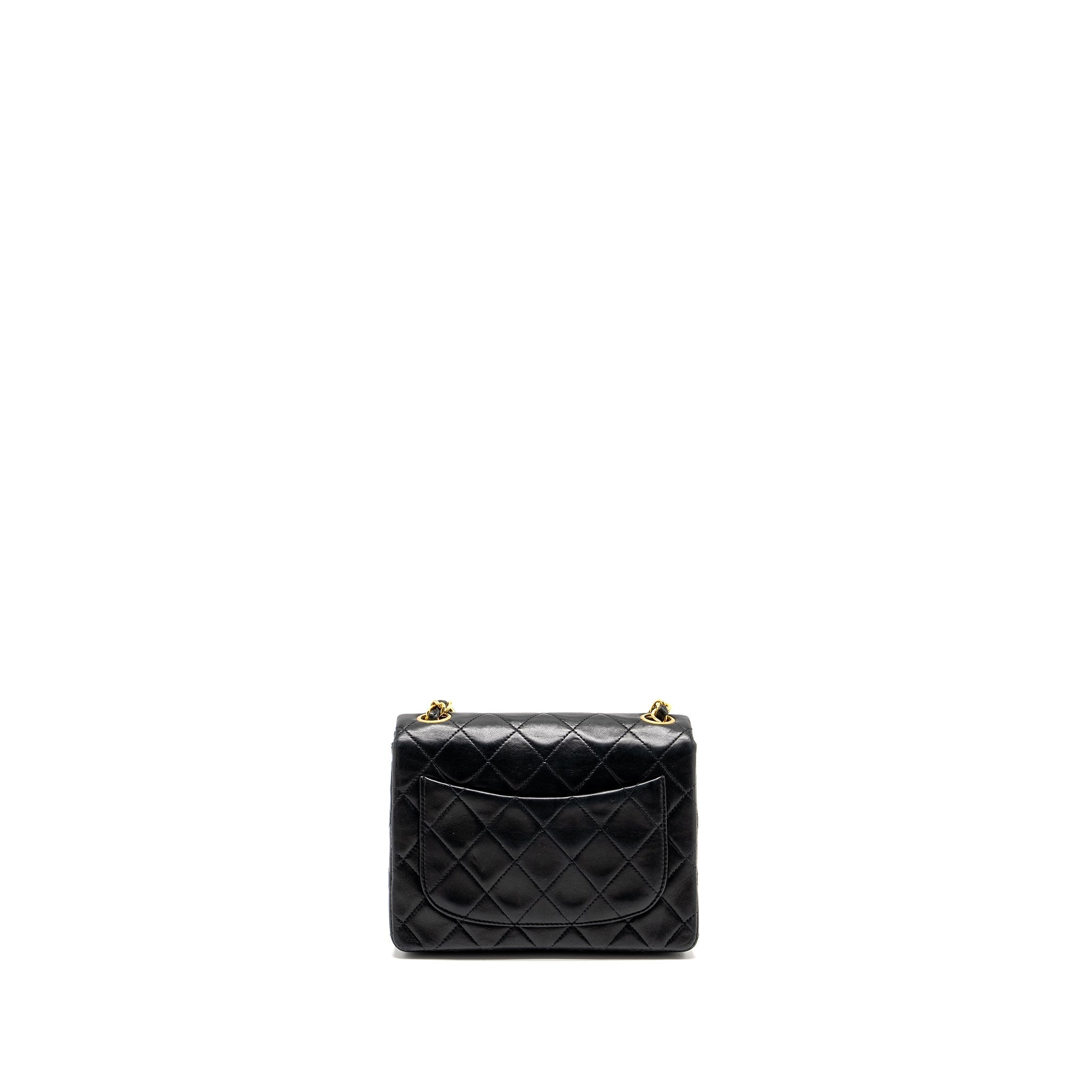 Chanel Vintage Mini Square Flap Bag Lambskin Black