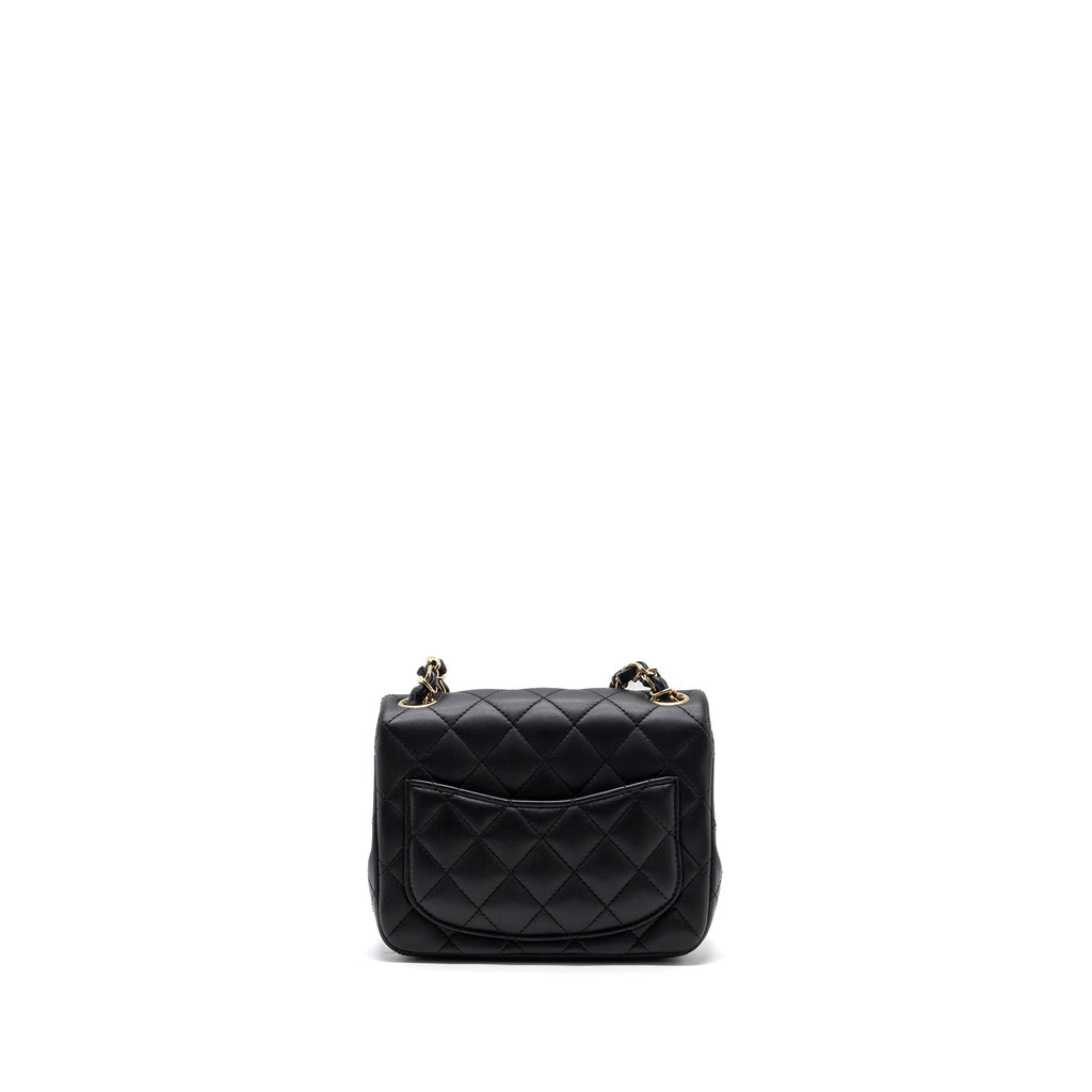 chanel mini square flap bag lambskin black