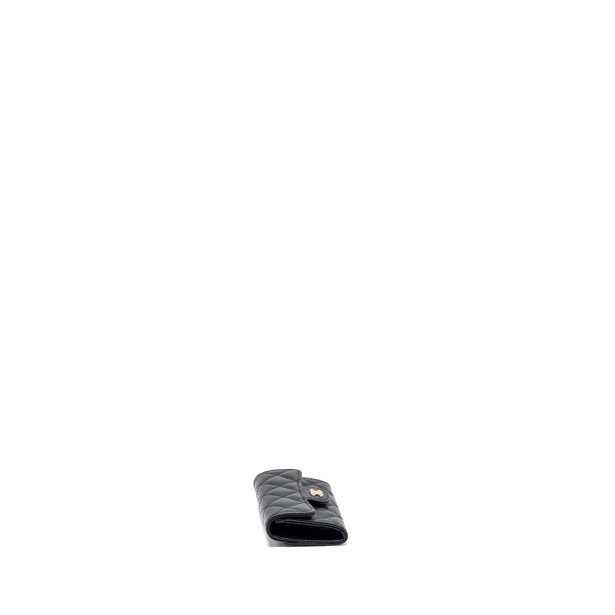 Chanel classic flap card holder caviar black   (microchip)