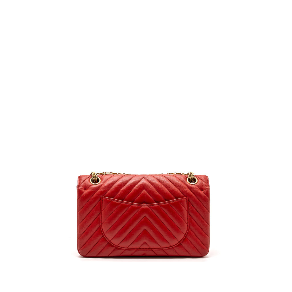 Chanel Small 2.55 Reissue Flap Bag Chevron Calfskin Red