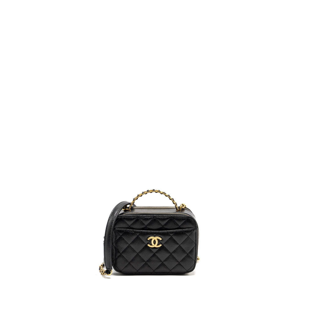 CHANEL 22s Letter Top Handle Small Vanity Case Caviar Black Brushed  (Microchip)