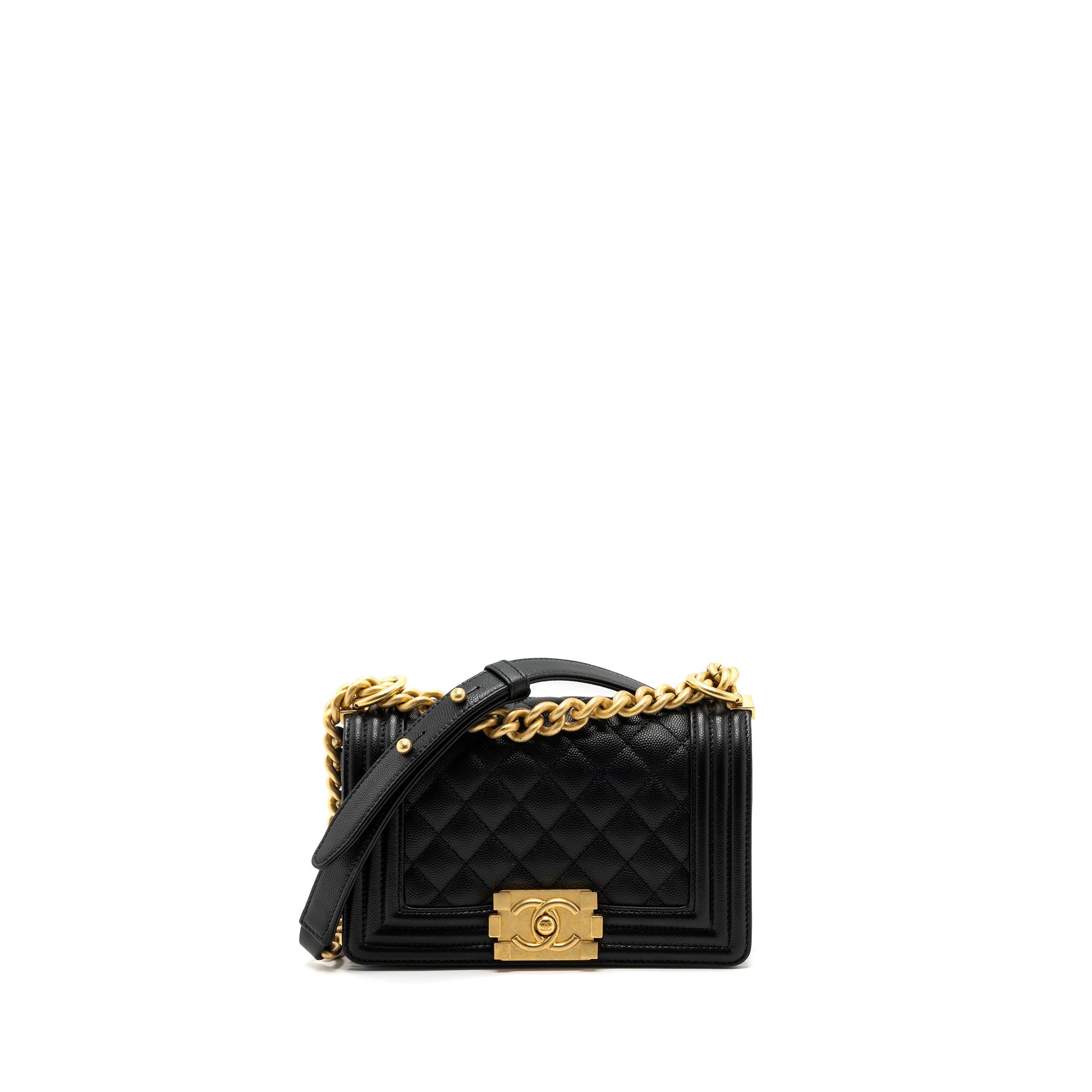 CHANEL SMALL BOY Bag Caviar BLACK  (Microchip)