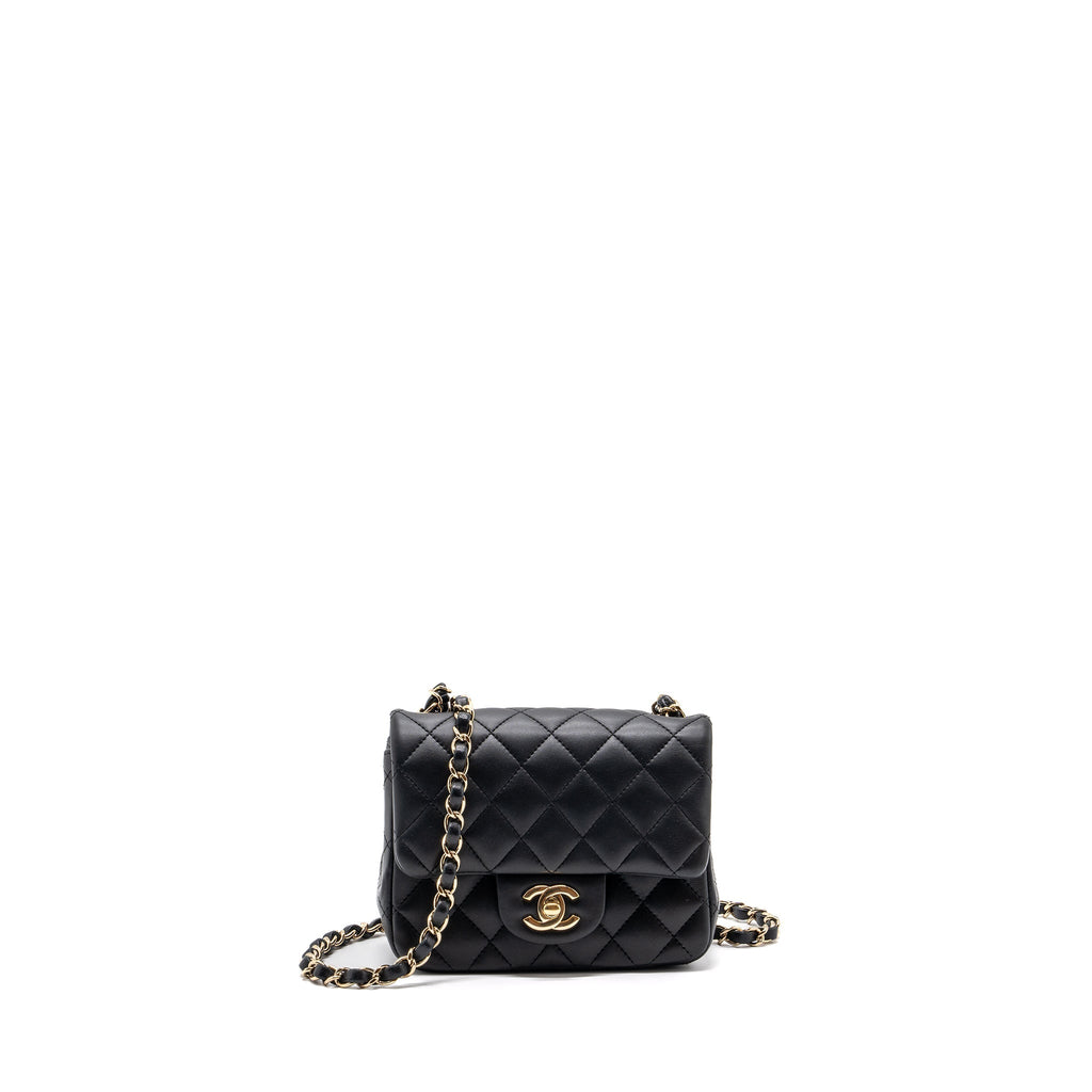 chanel mini square flap bag lambskin black