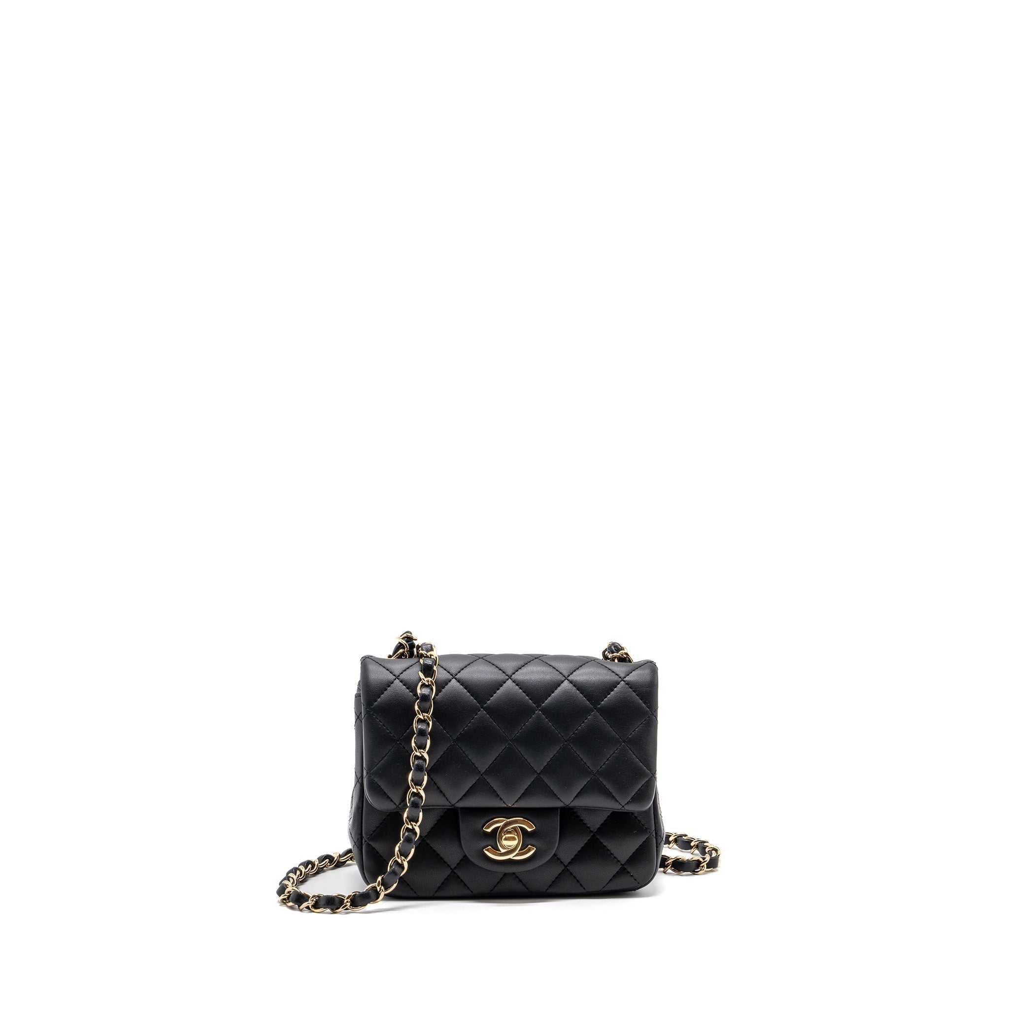 chanel mini square flap bag lambskin black