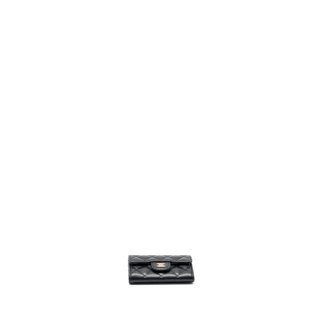 Chanel classic flap card holder caviar black   (microchip)