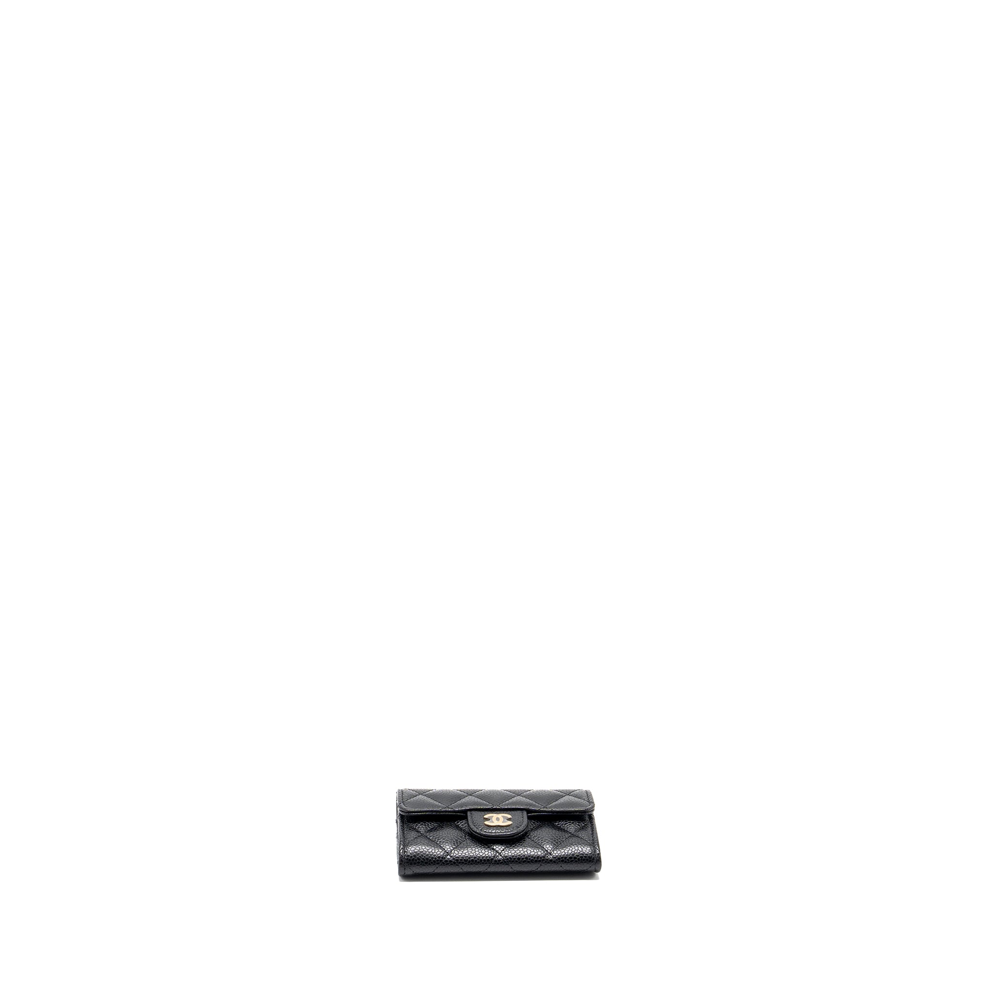 Chanel classic flap card holder caviar black   (microchip)