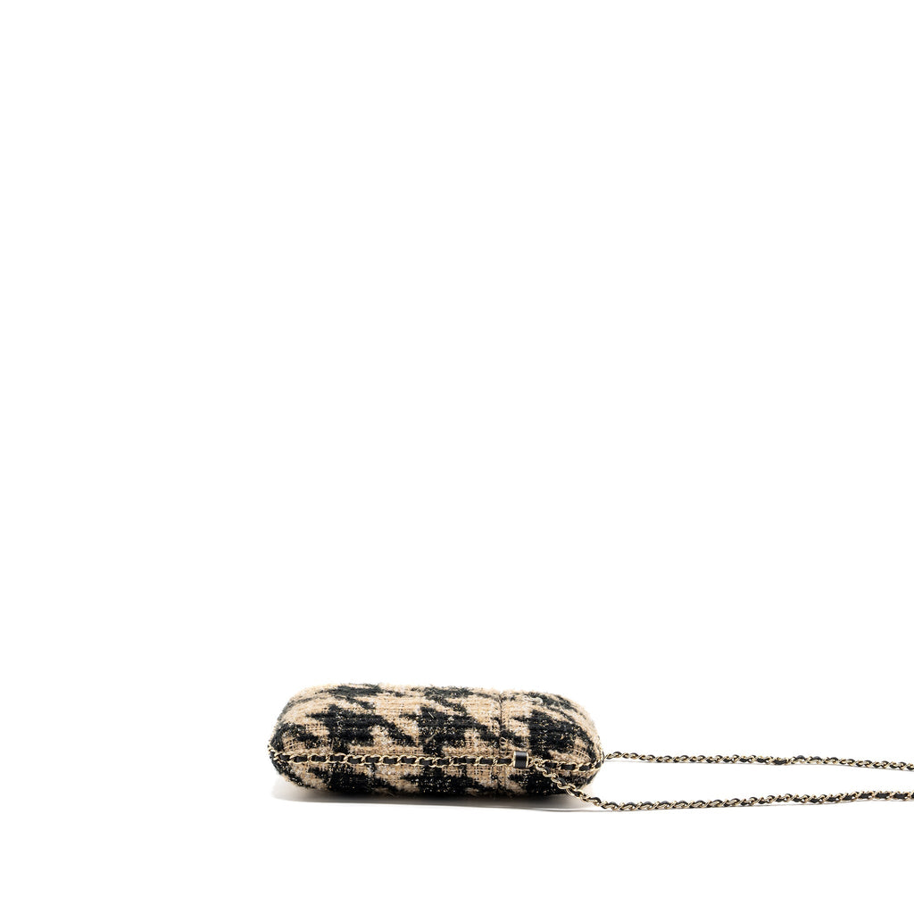 Chanel vertical phone case tweed multicolor black / light brown L