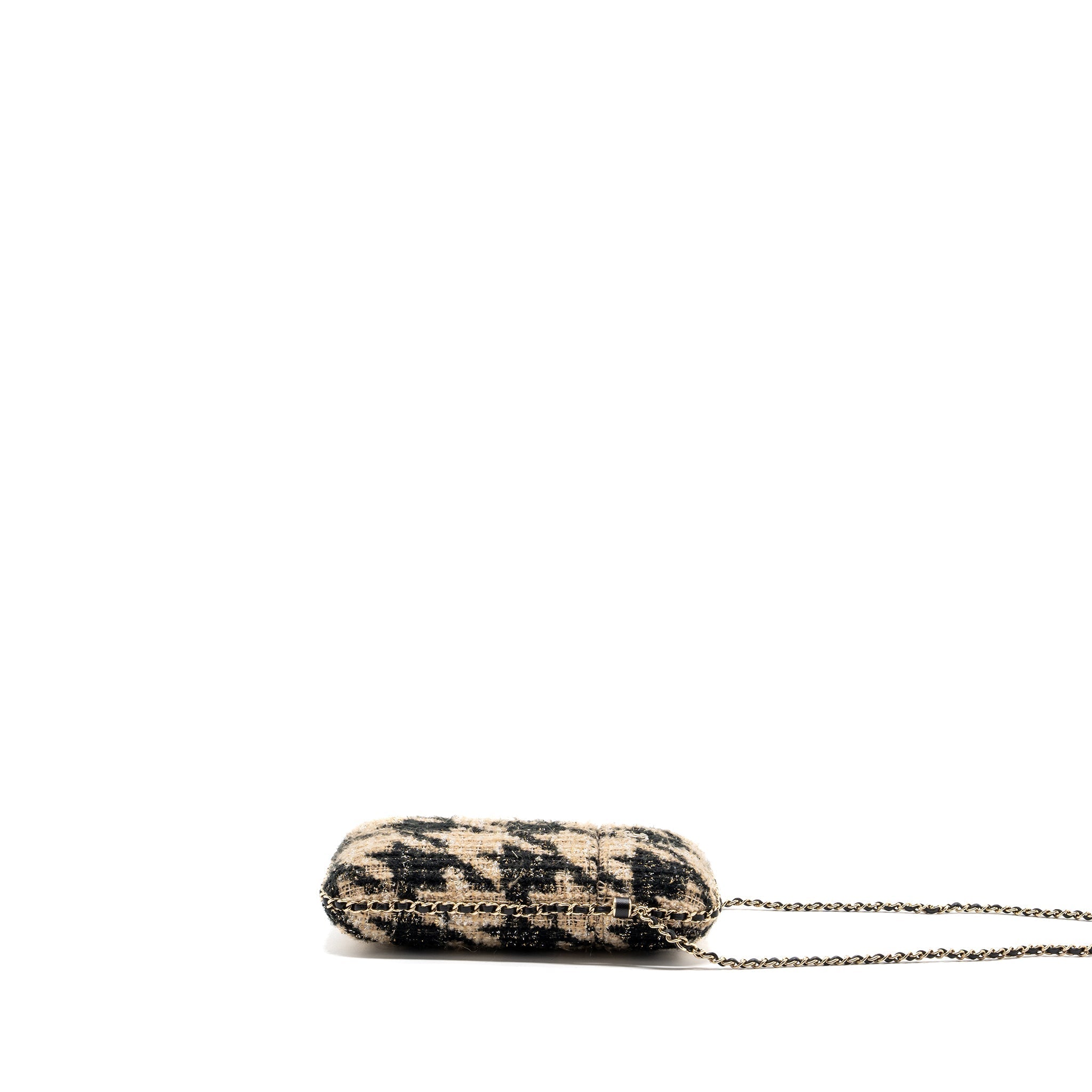 Chanel vertical phone case tweed multicolor black / light brown L