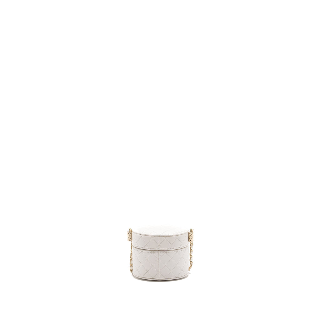 Chanel mini vanity with chain lambskin white L