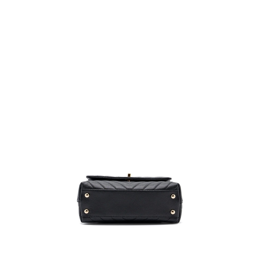 Chanel Small Coco Handle Chevron Caviar Black L