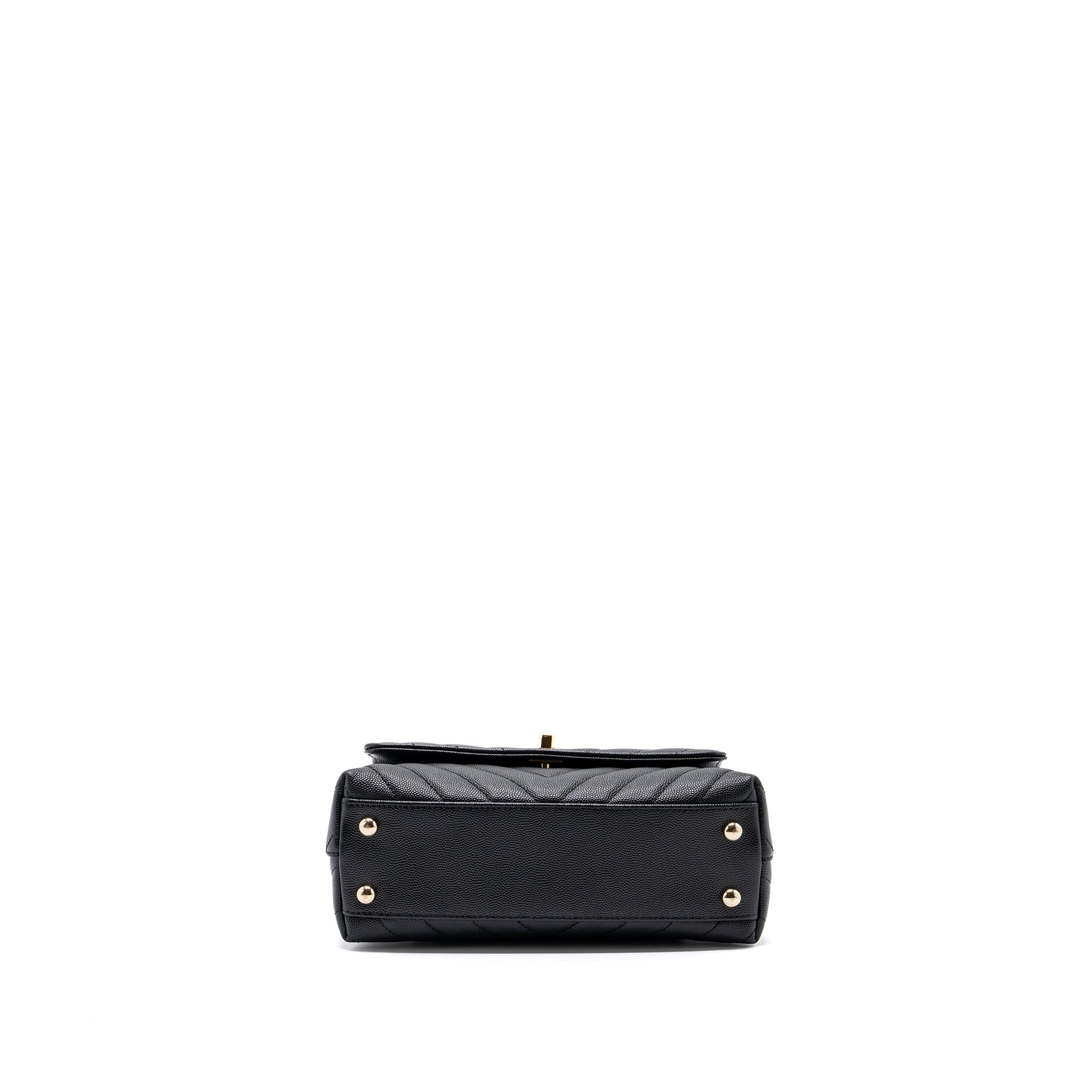 Chanel Small Coco Handle Chevron Caviar Black L