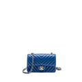 Chanel Mini Rectangular Flap Bag Chevron Lambskin Blue L