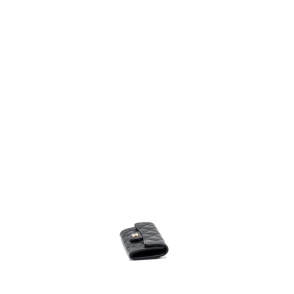 Chanel classic flap card holder caviar black   (microchip)