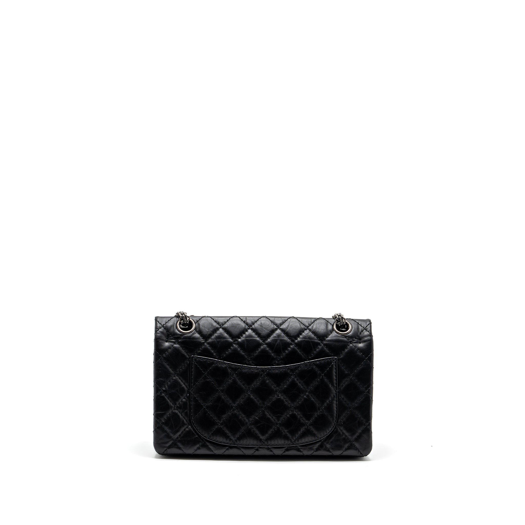Chanel small 2.55 reissue flap bag aged calfskin black ruthenium hardware