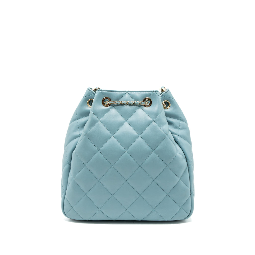 Chanel Bucket Bag Calfskin Light Blue L