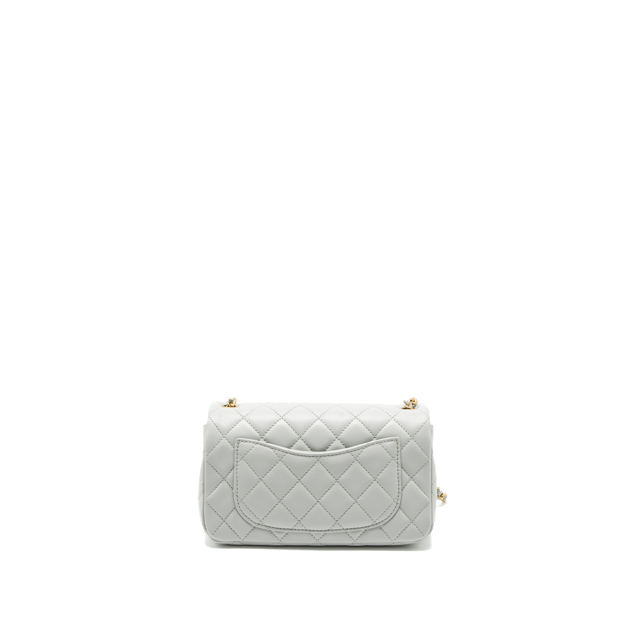 Chanel Pearl Crush Mini Rectangular Lambskin Light Grey Brushed  (Microchip)