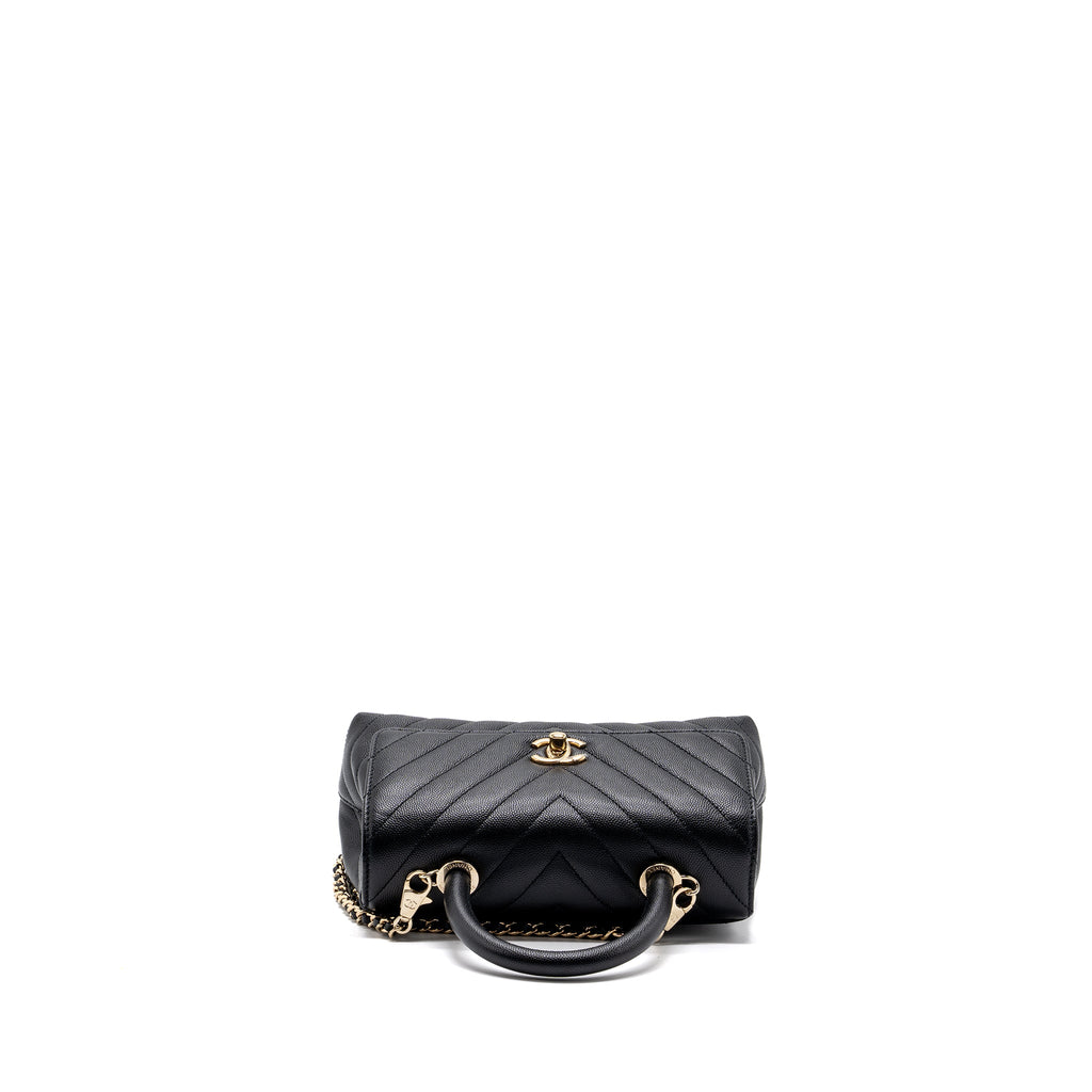 Chanel Small Coco Handle Chevron Caviar Black L