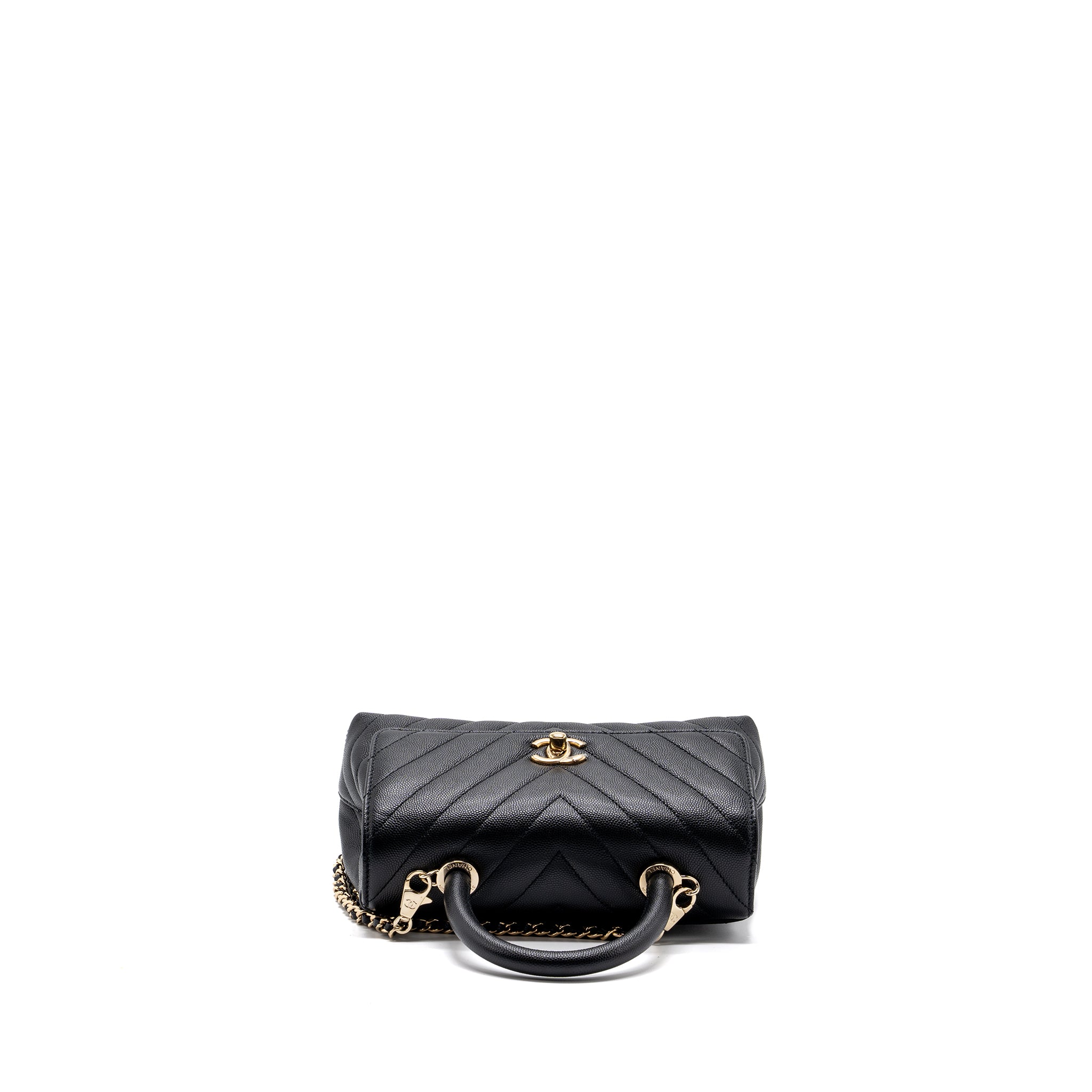 Chanel Small Coco Handle Chevron Caviar Black L
