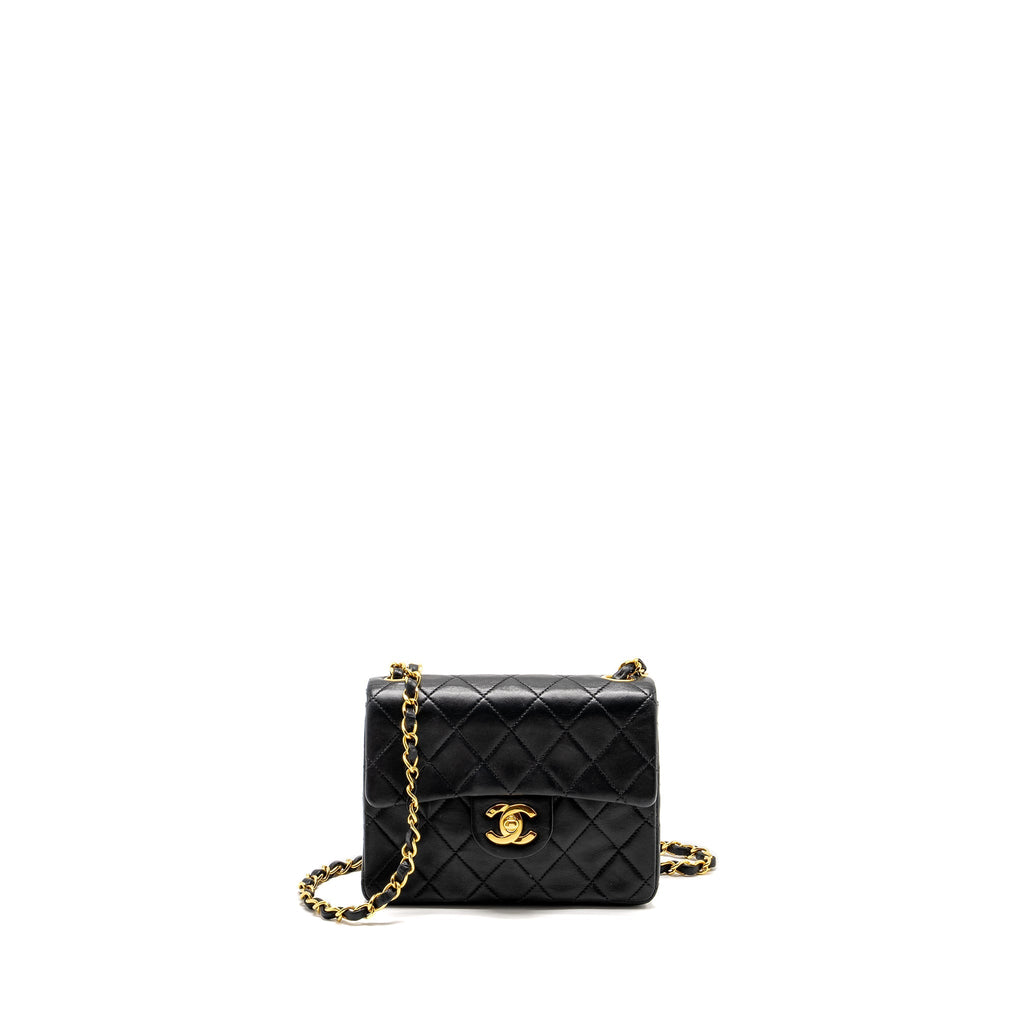 Chanel Vintage Mini Square Flap Bag Lambskin Black